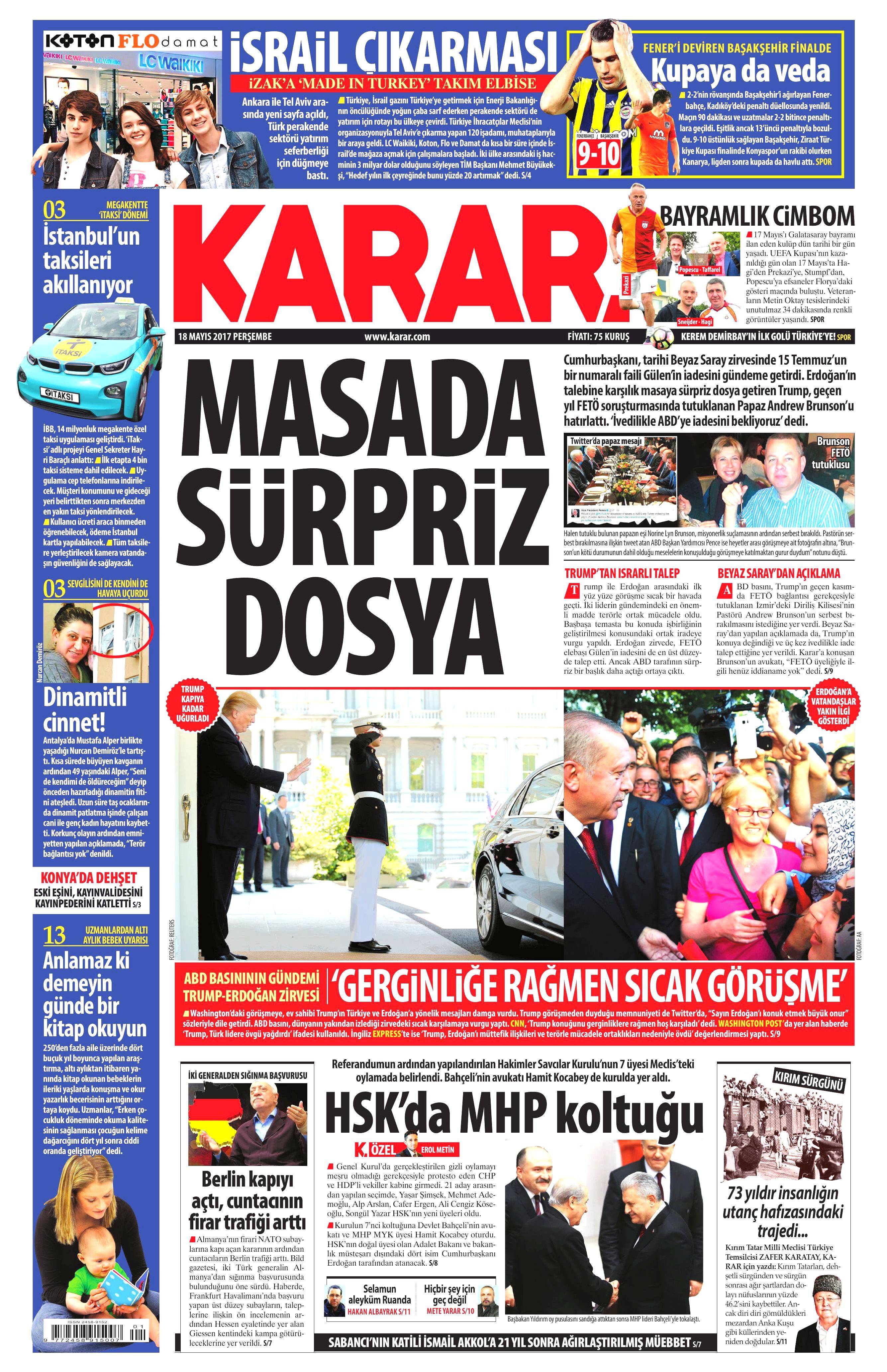 18 Mayıs 2017 Perşembe gazete manşetleri - 11