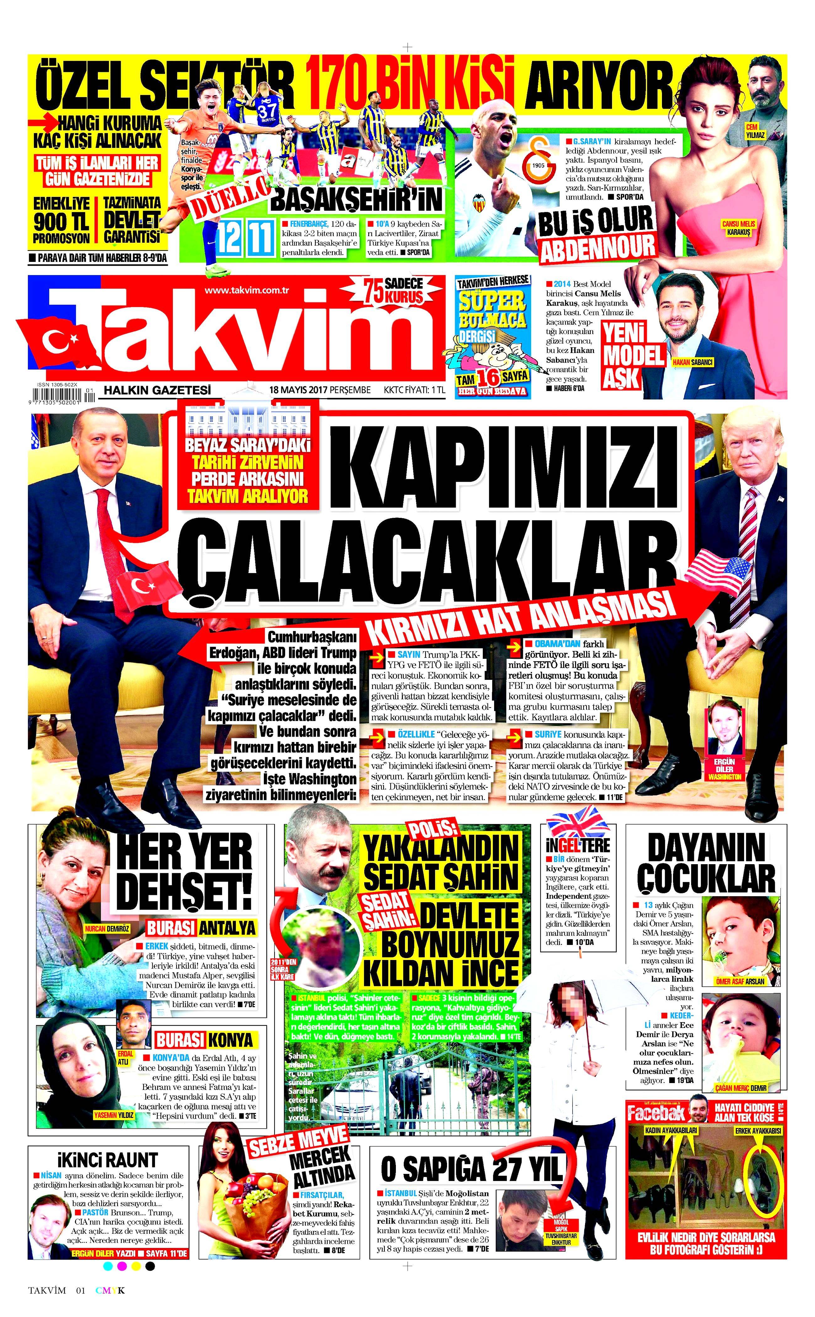 18 Mayıs 2017 Perşembe gazete manşetleri - 20