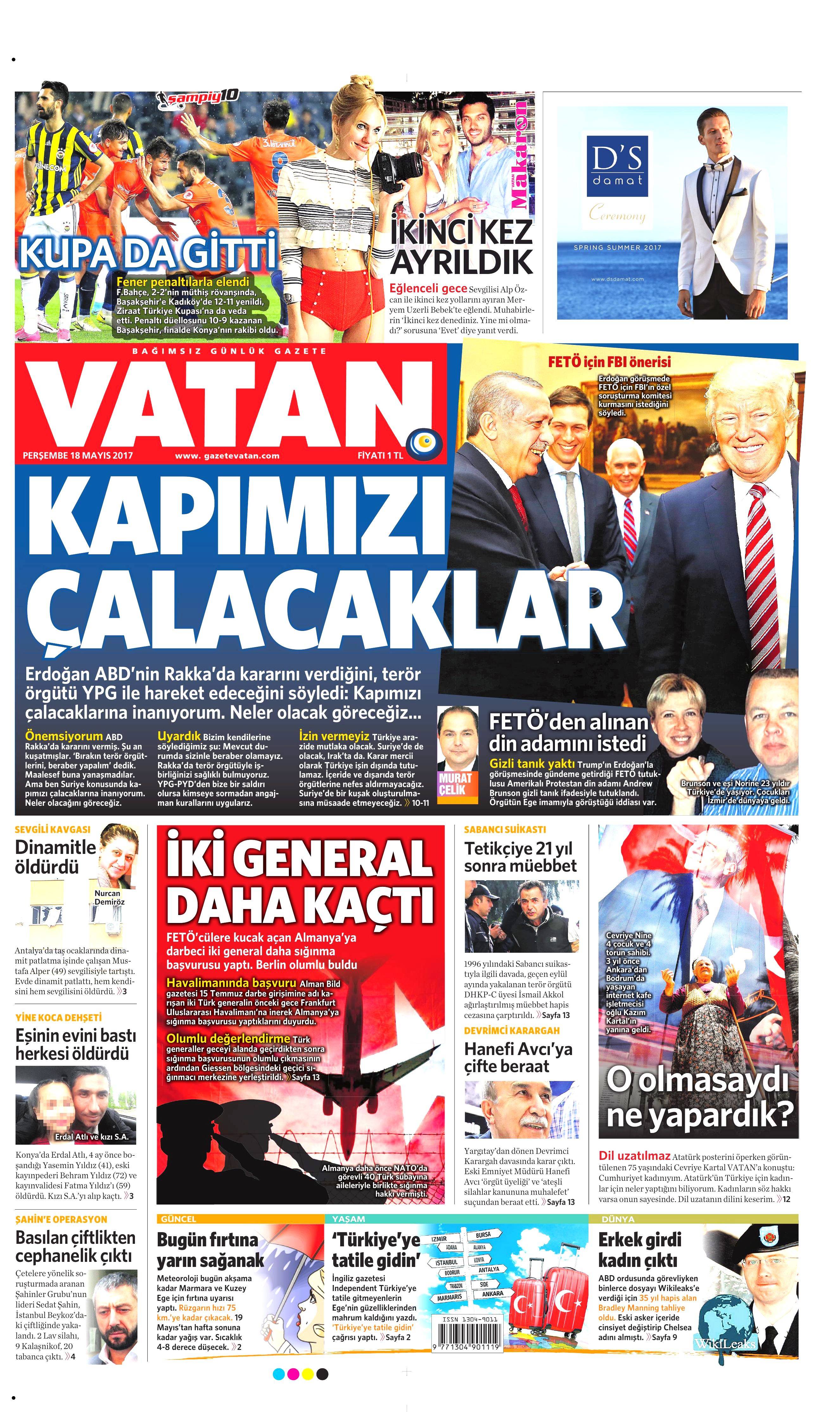 18 Mayıs 2017 Perşembe gazete manşetleri - 22