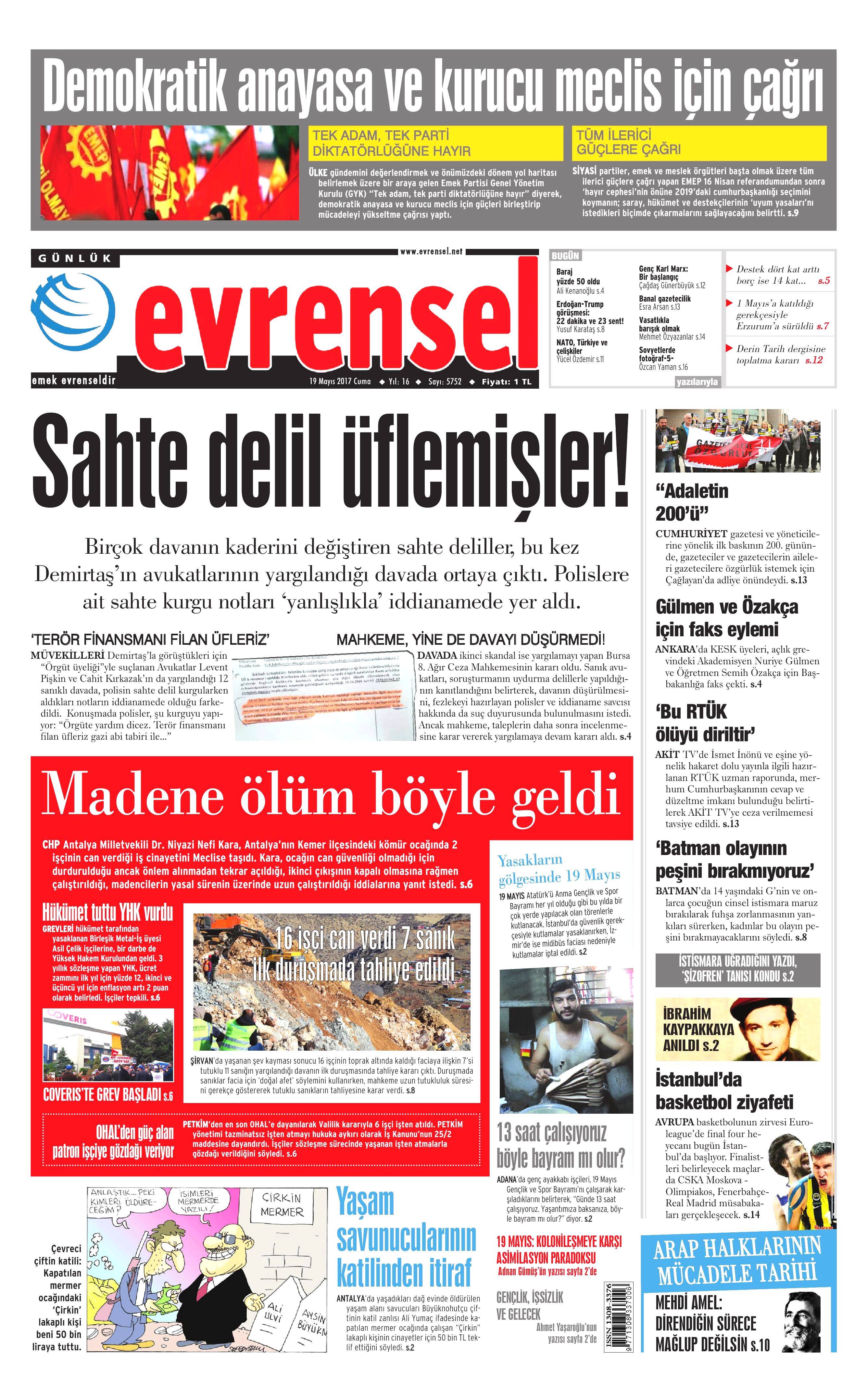 19 Mayıs 2017 Cuma gazete manşetleri - 7