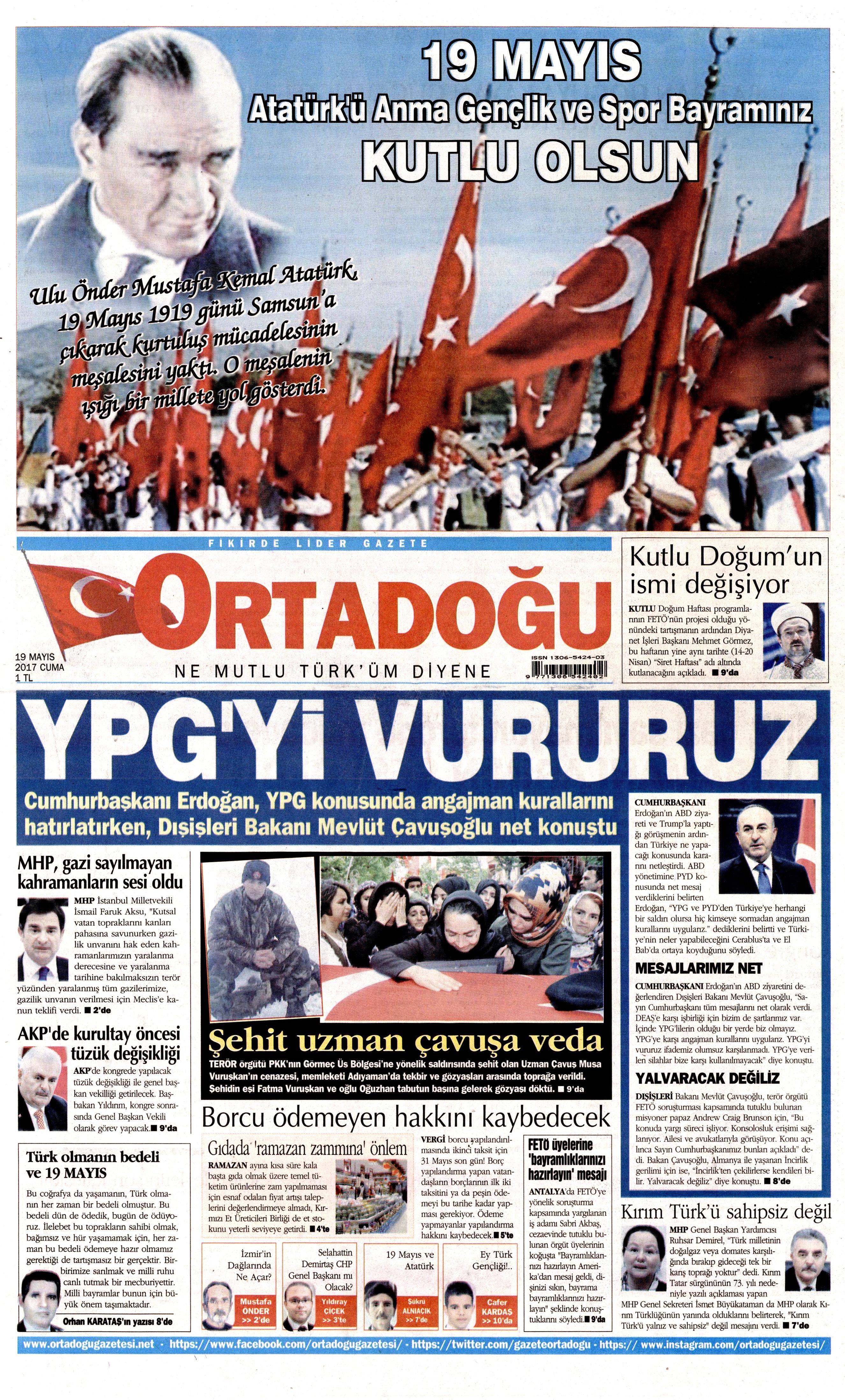 19 Mayıs 2017 Cuma gazete manşetleri - 11