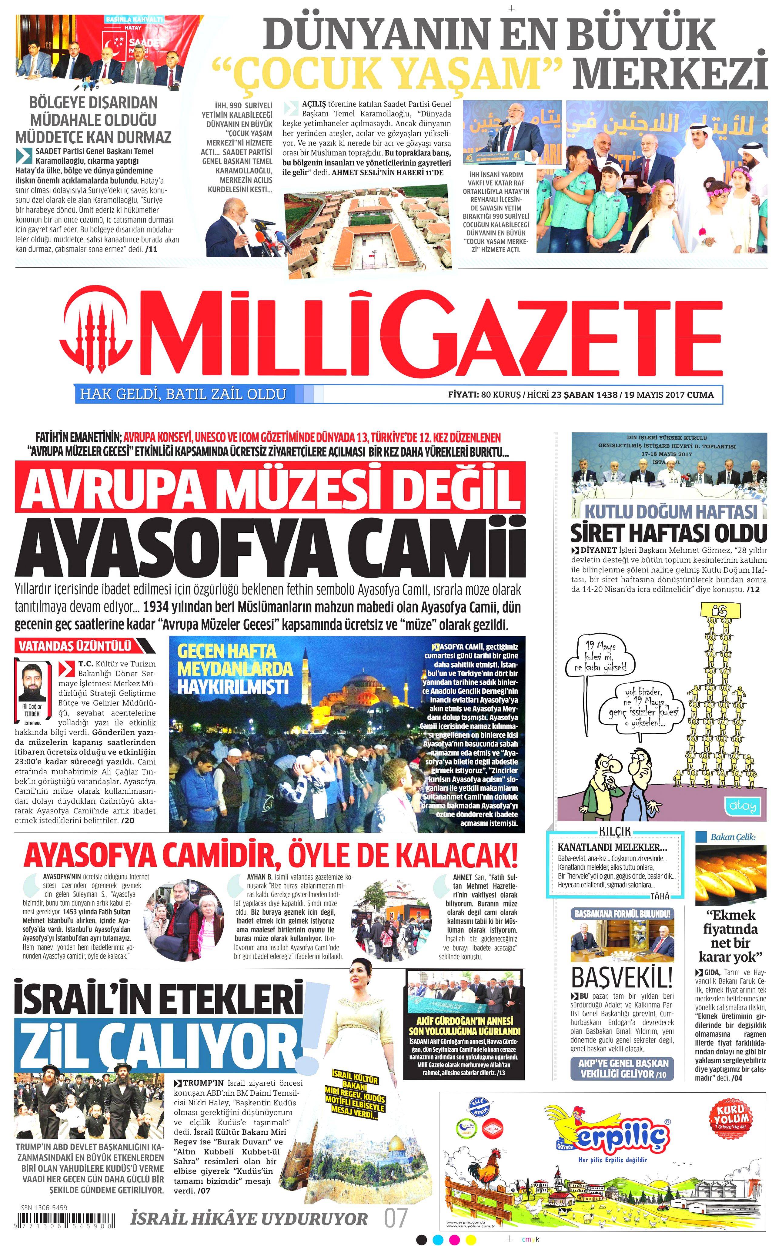 19 Mayıs 2017 Cuma gazete manşetleri - 9