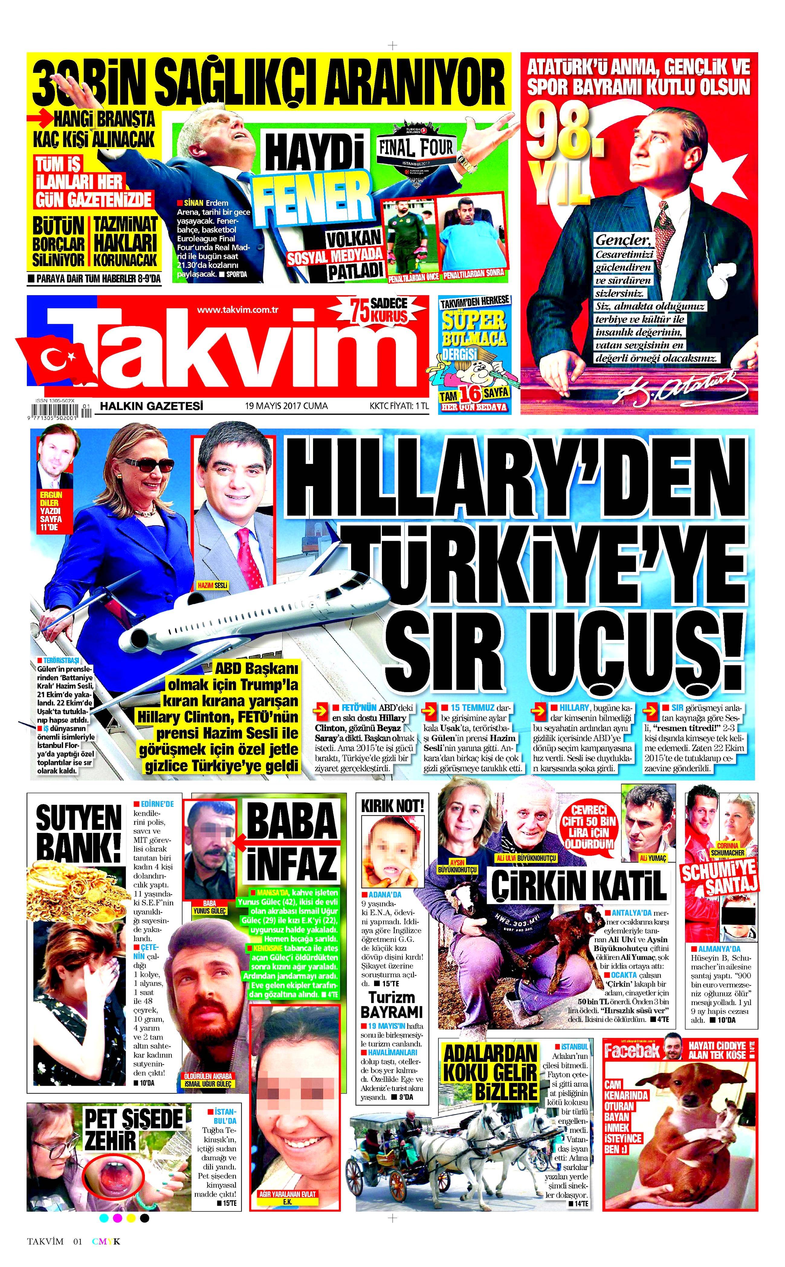 19 Mayıs 2017 Cuma gazete manşetleri - 14