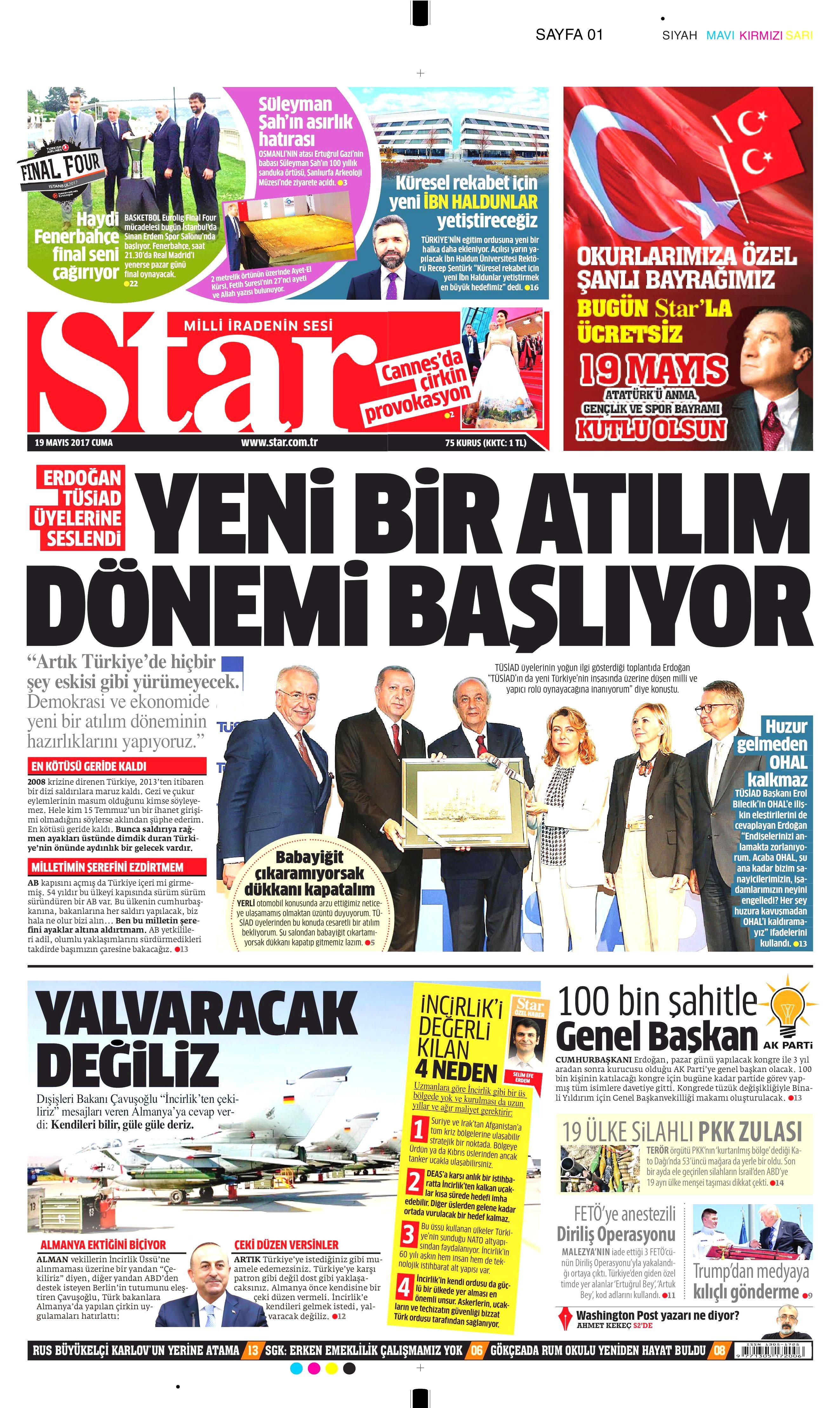 19 Mayıs 2017 Cuma gazete manşetleri - 13