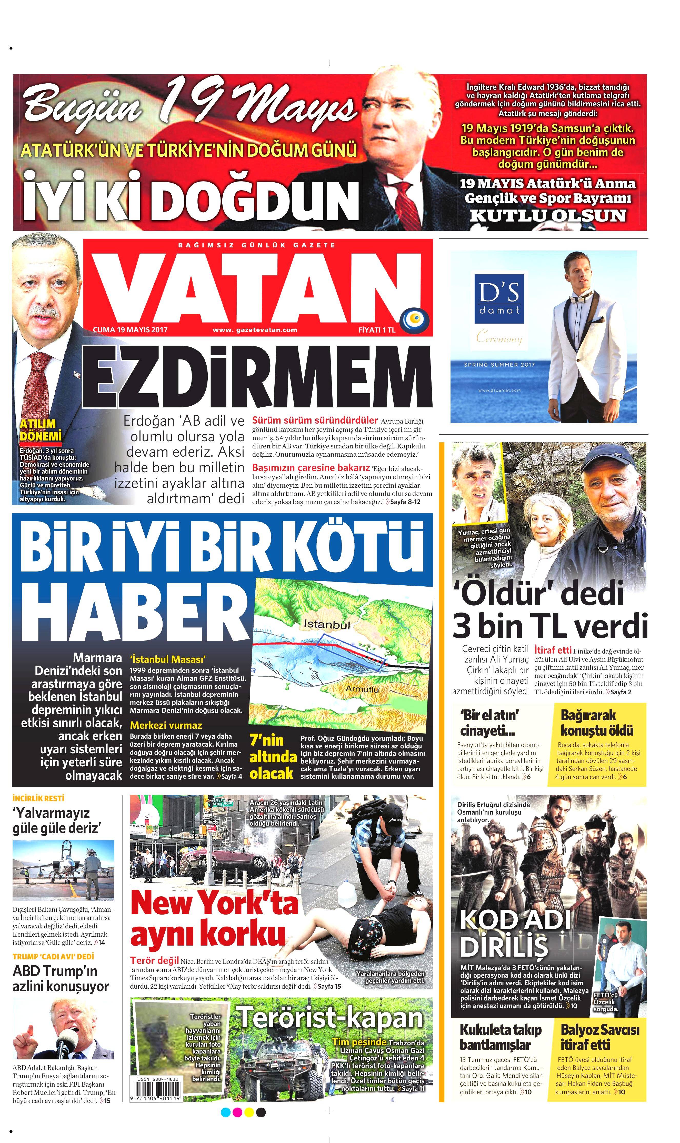 19 Mayıs 2017 Cuma gazete manşetleri - 16