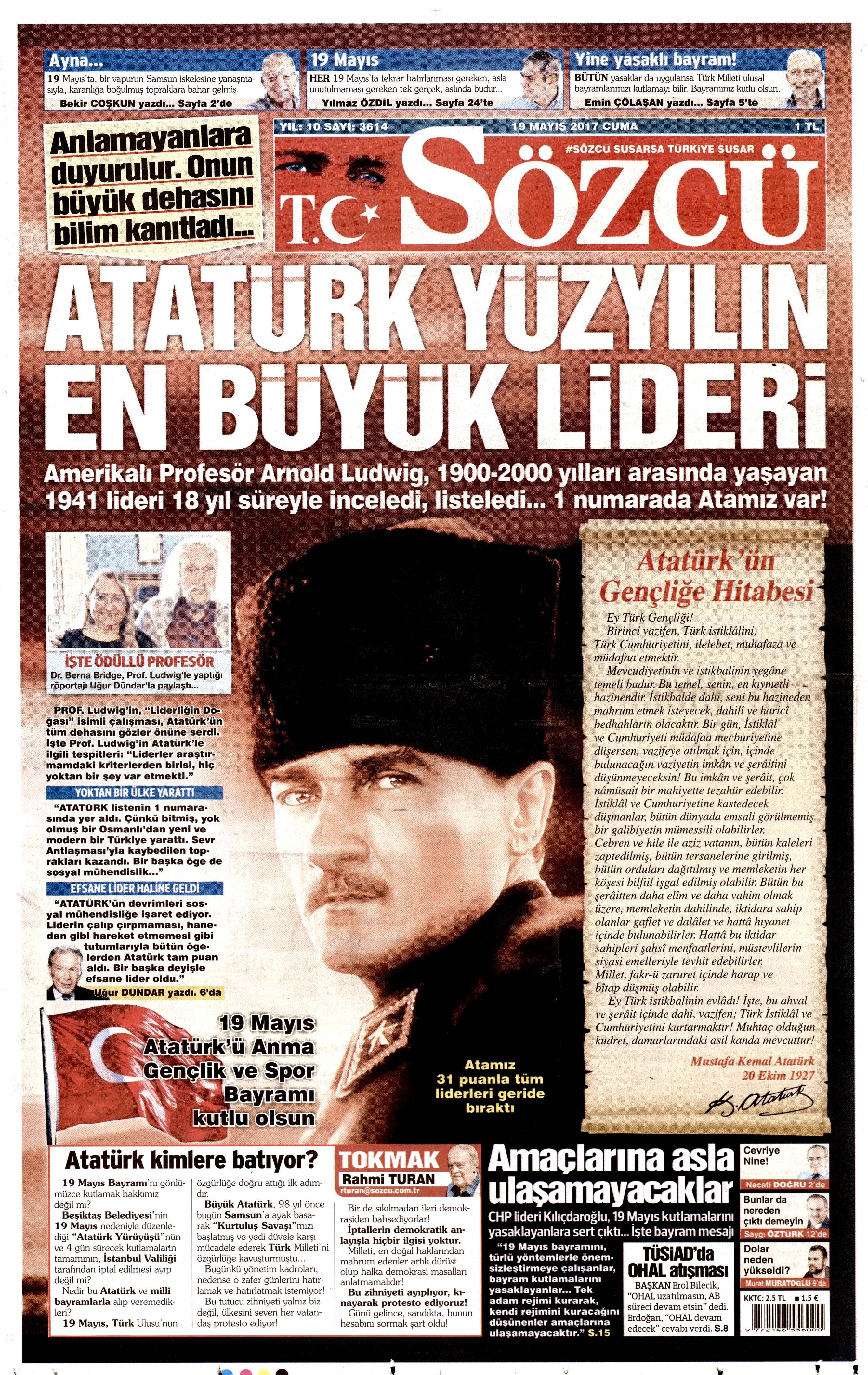 19 Mayıs 2017 Cuma gazete manşetleri - 20