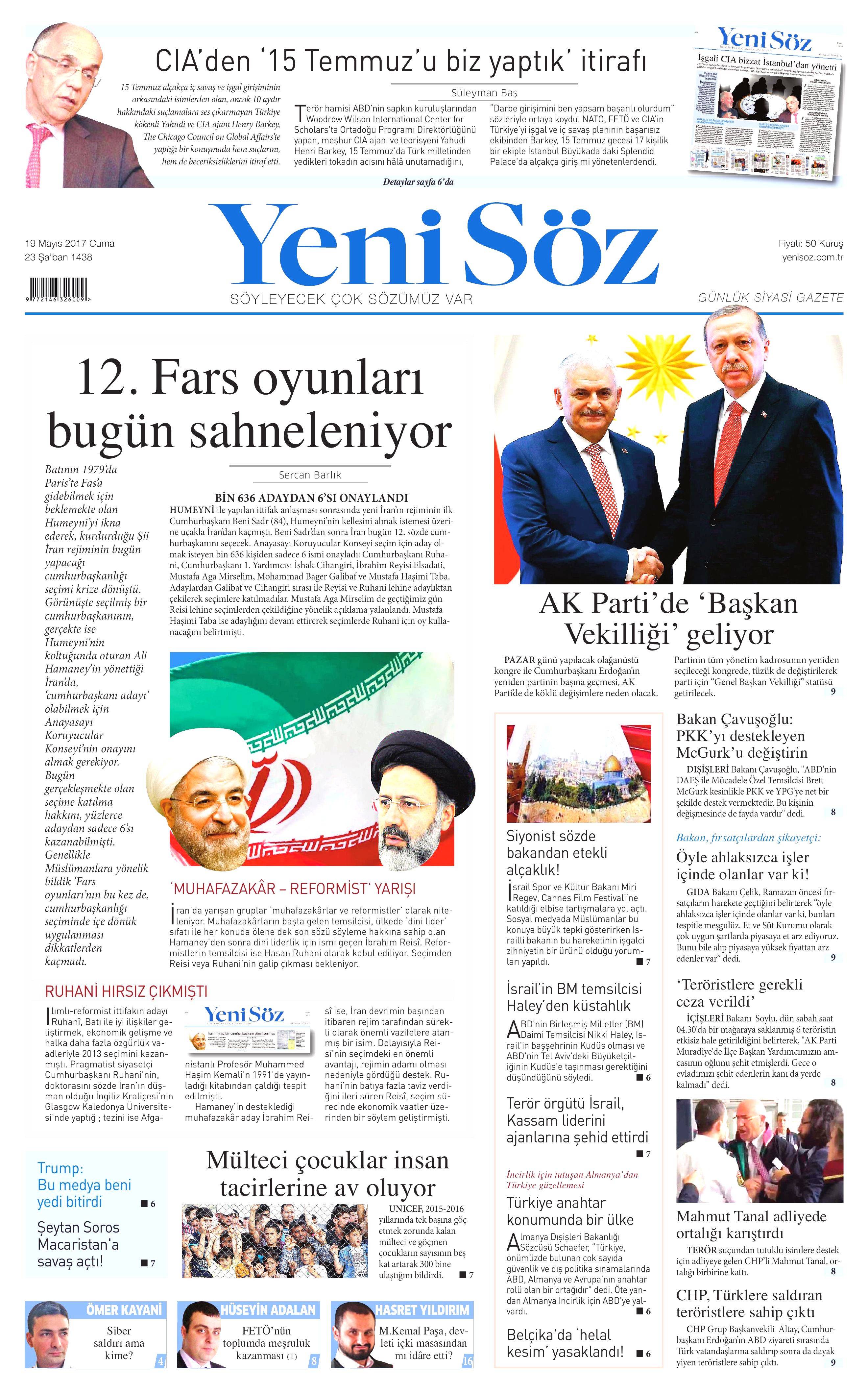 19 Mayıs 2017 Cuma gazete manşetleri - 22