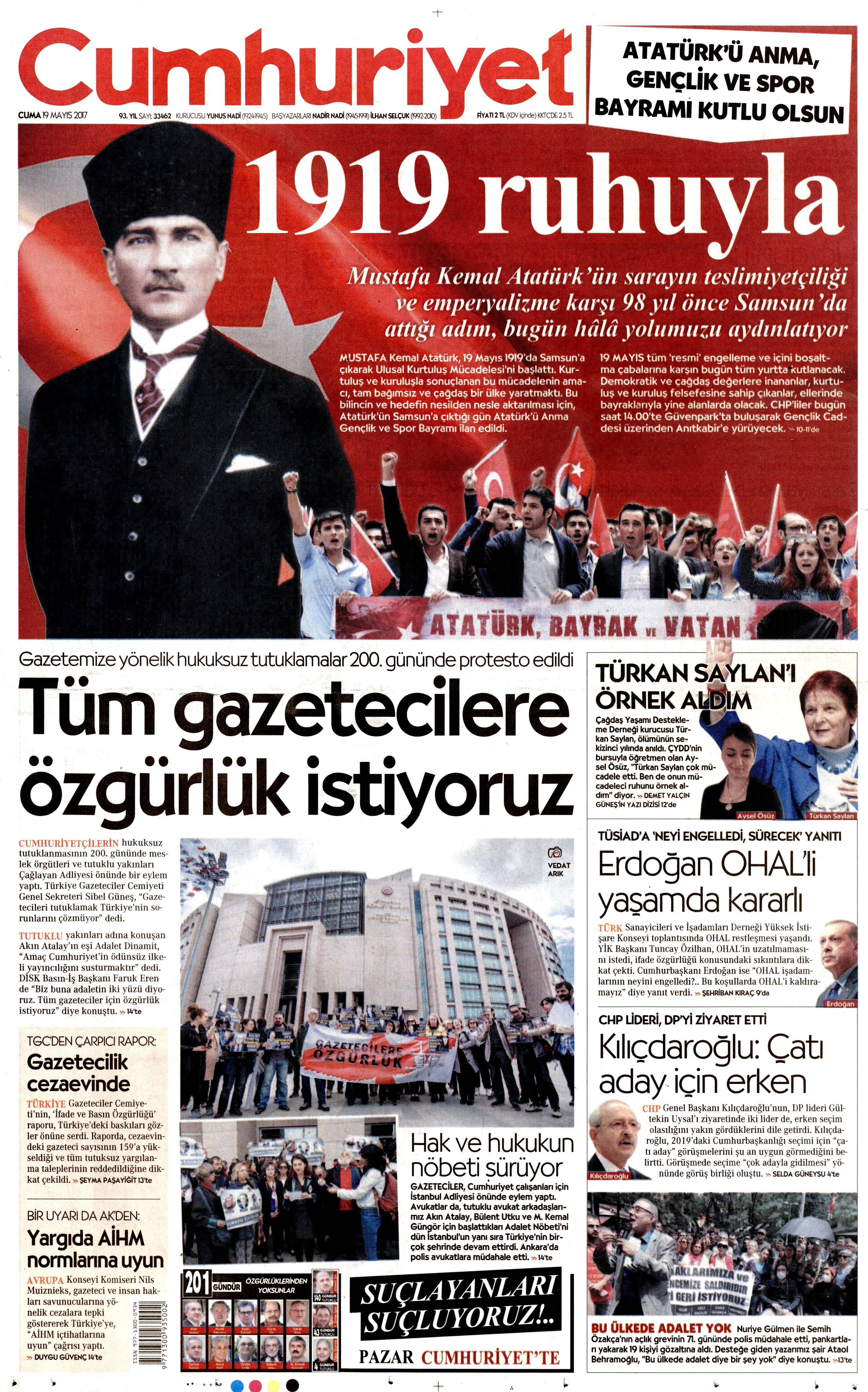 19 Mayıs 2017 Cuma gazete manşetleri - 5