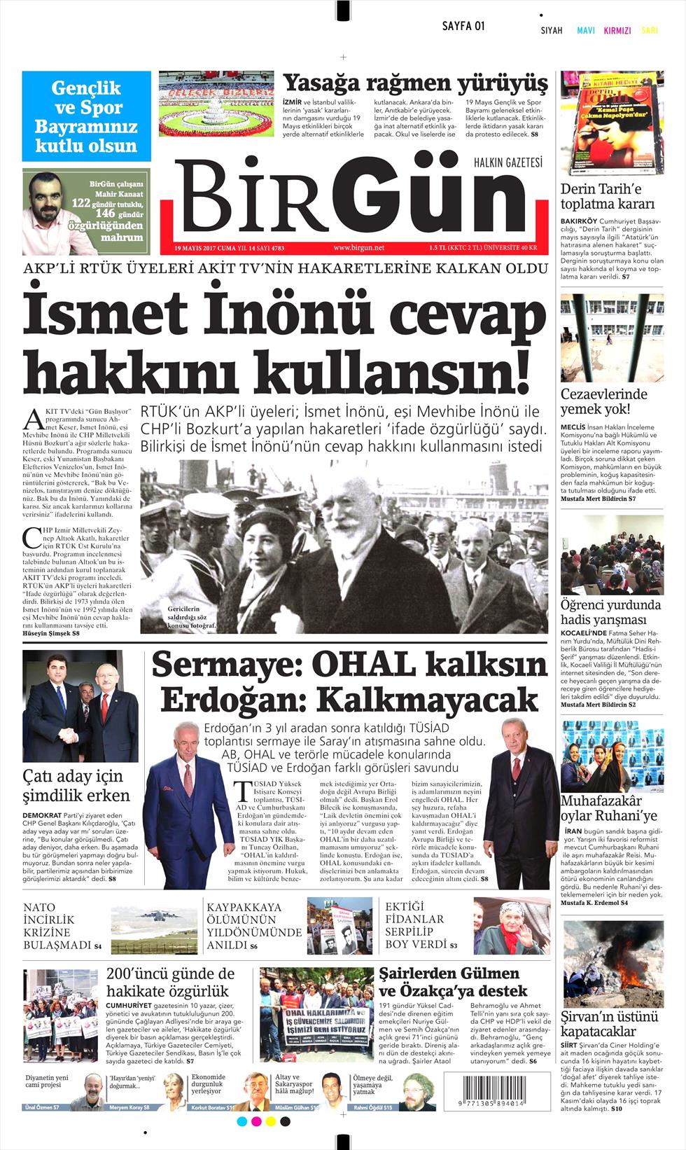 19 Mayıs 2017 Cuma gazete manşetleri - 4