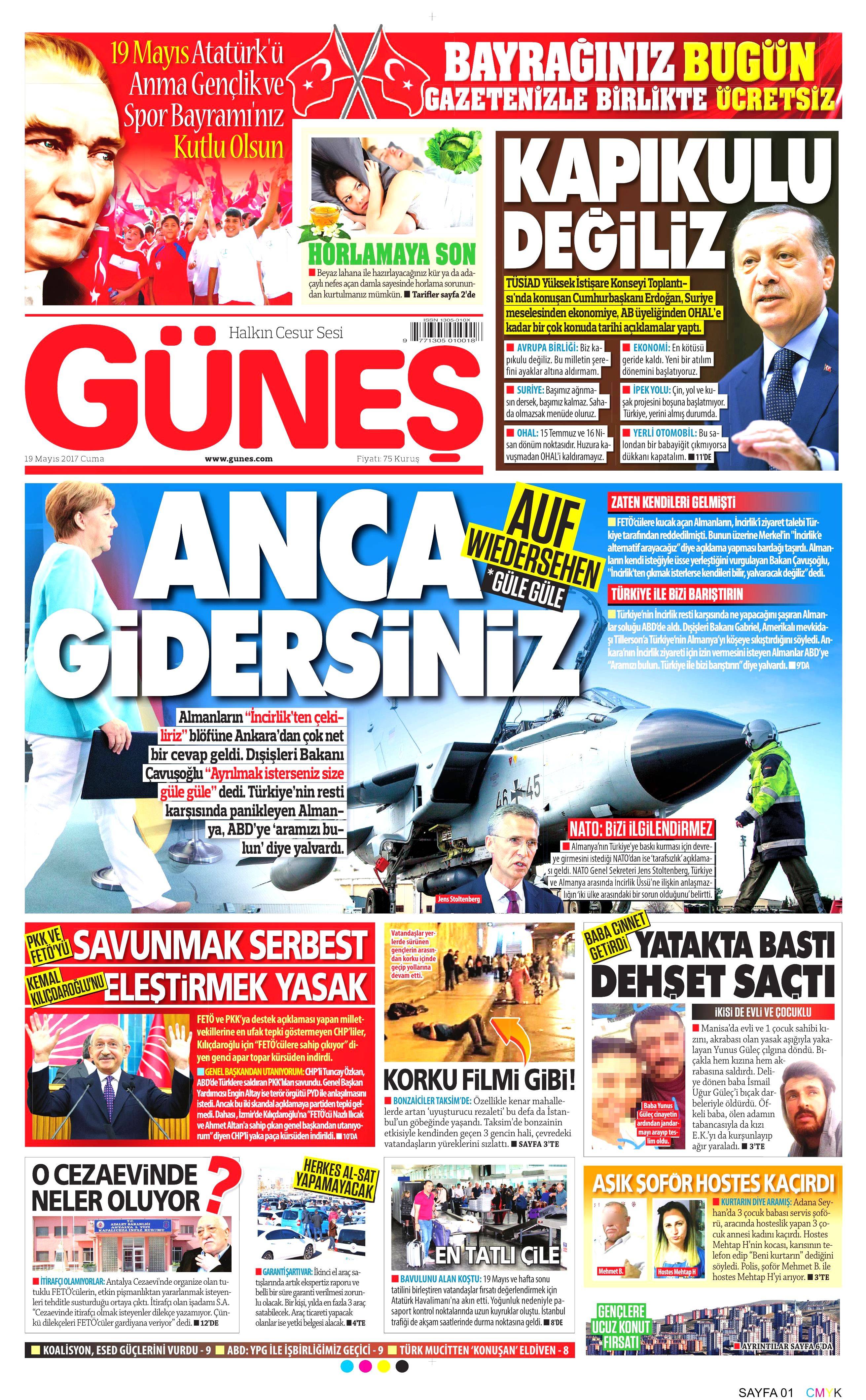 19 Mayıs 2017 Cuma gazete manşetleri - 8