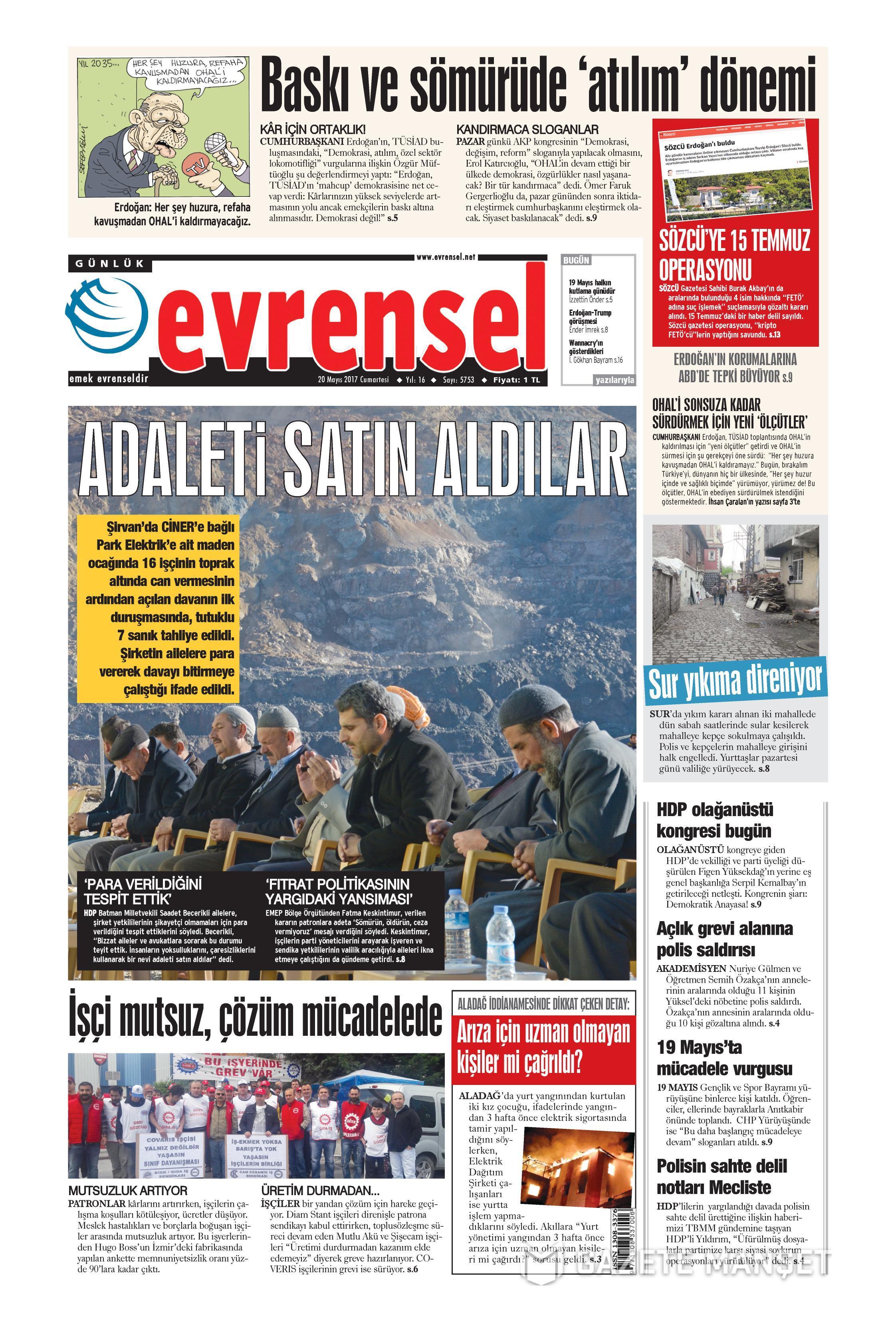 20 Mayıs 2017 Cumartesi gazete manşetleri - 8