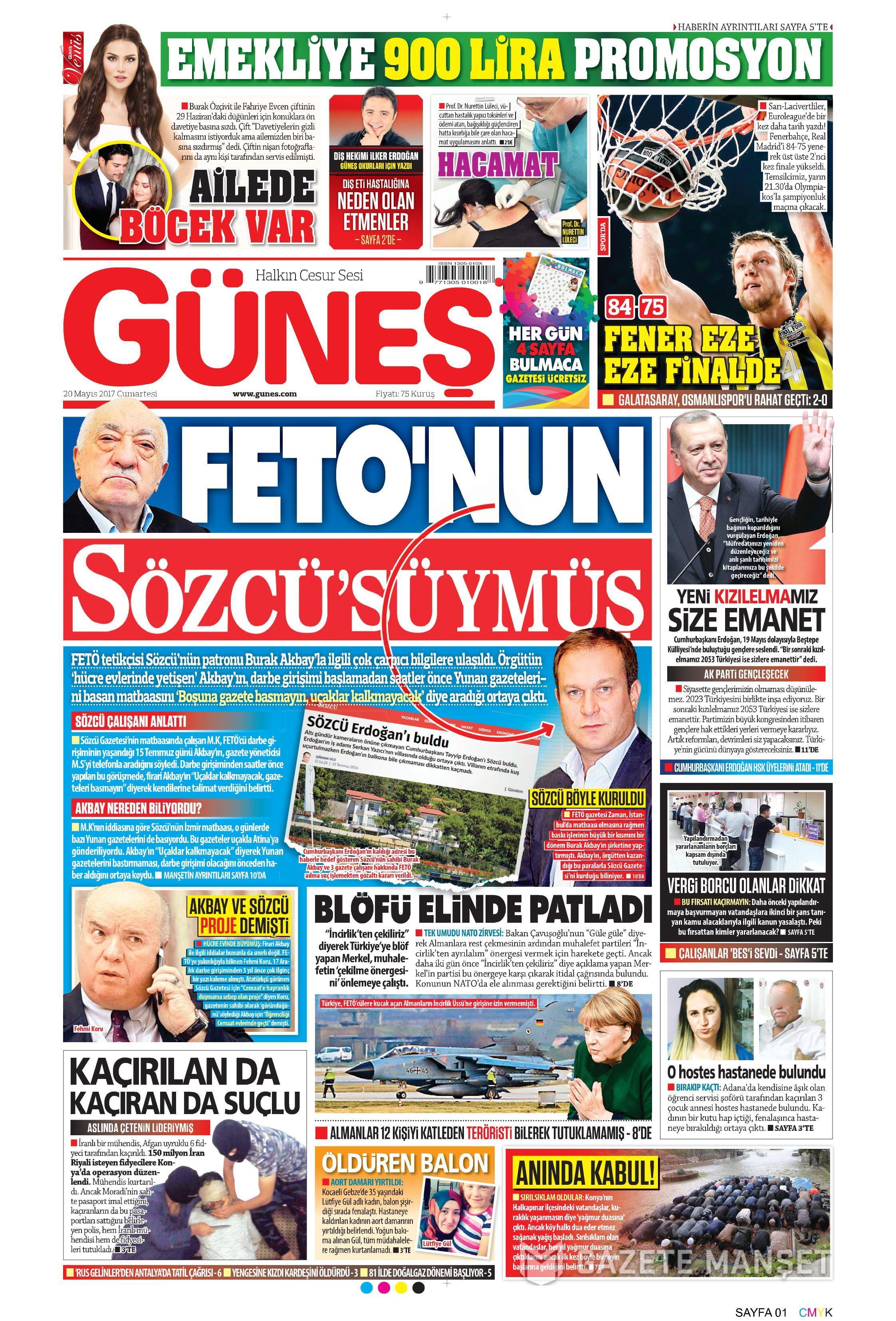 20 Mayıs 2017 Cumartesi gazete manşetleri - 9