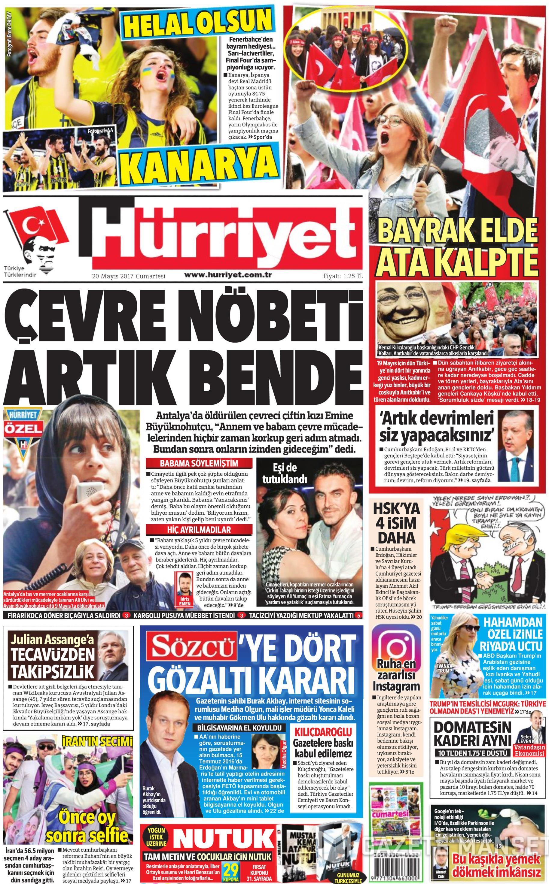 20 Mayıs 2017 Cumartesi gazete manşetleri - 11