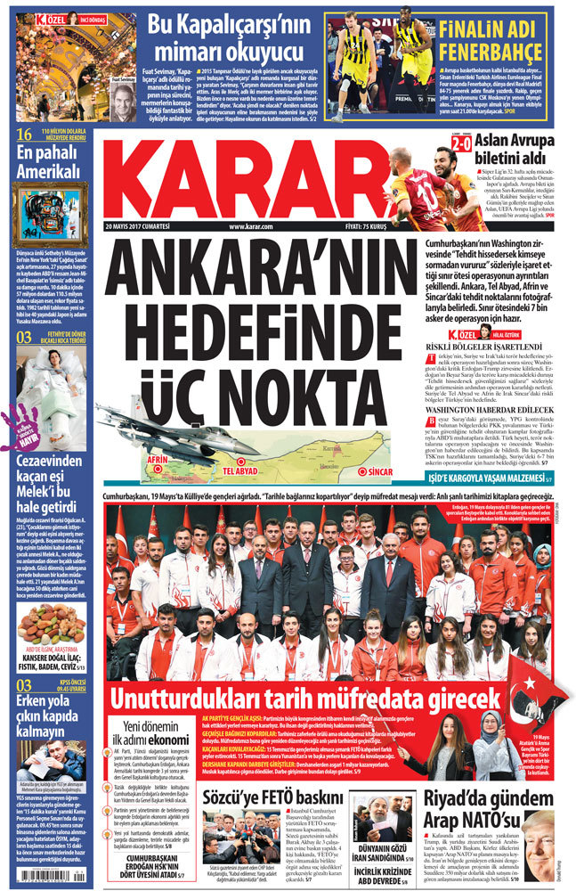 20 Mayıs 2017 Cumartesi gazete manşetleri - 13