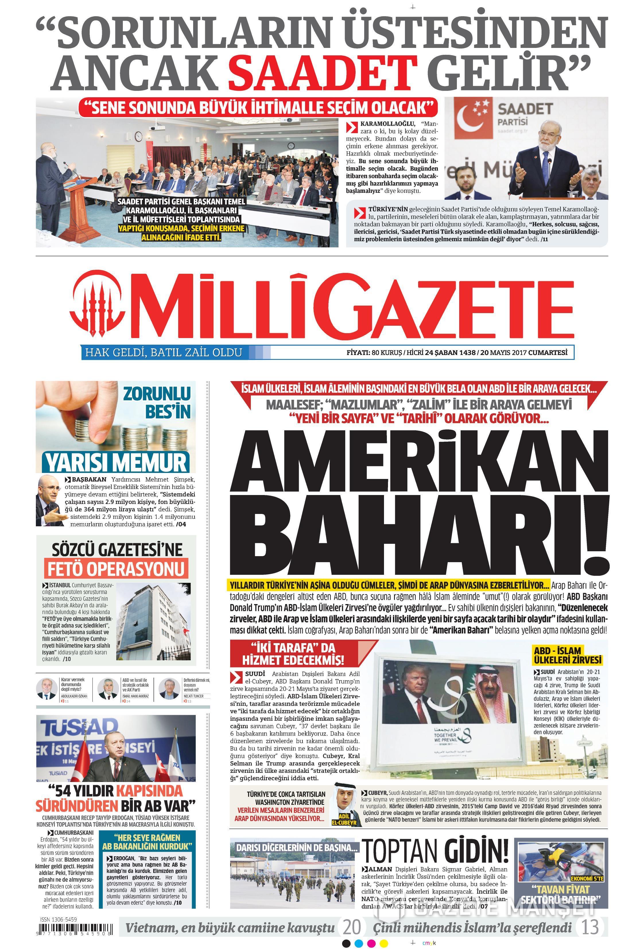 20 Mayıs 2017 Cumartesi gazete manşetleri - 15