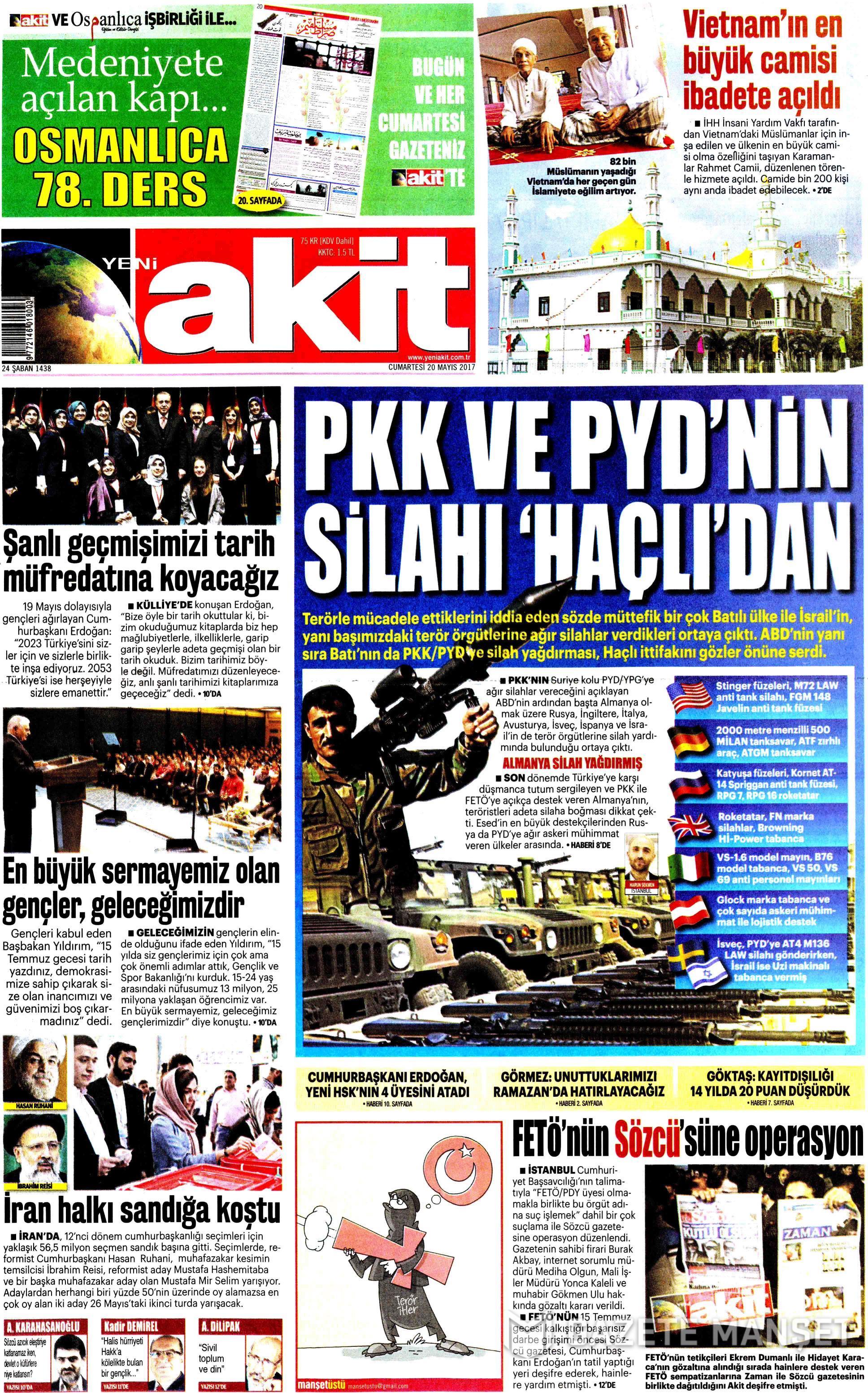 20 Mayıs 2017 Cumartesi gazete manşetleri - 24