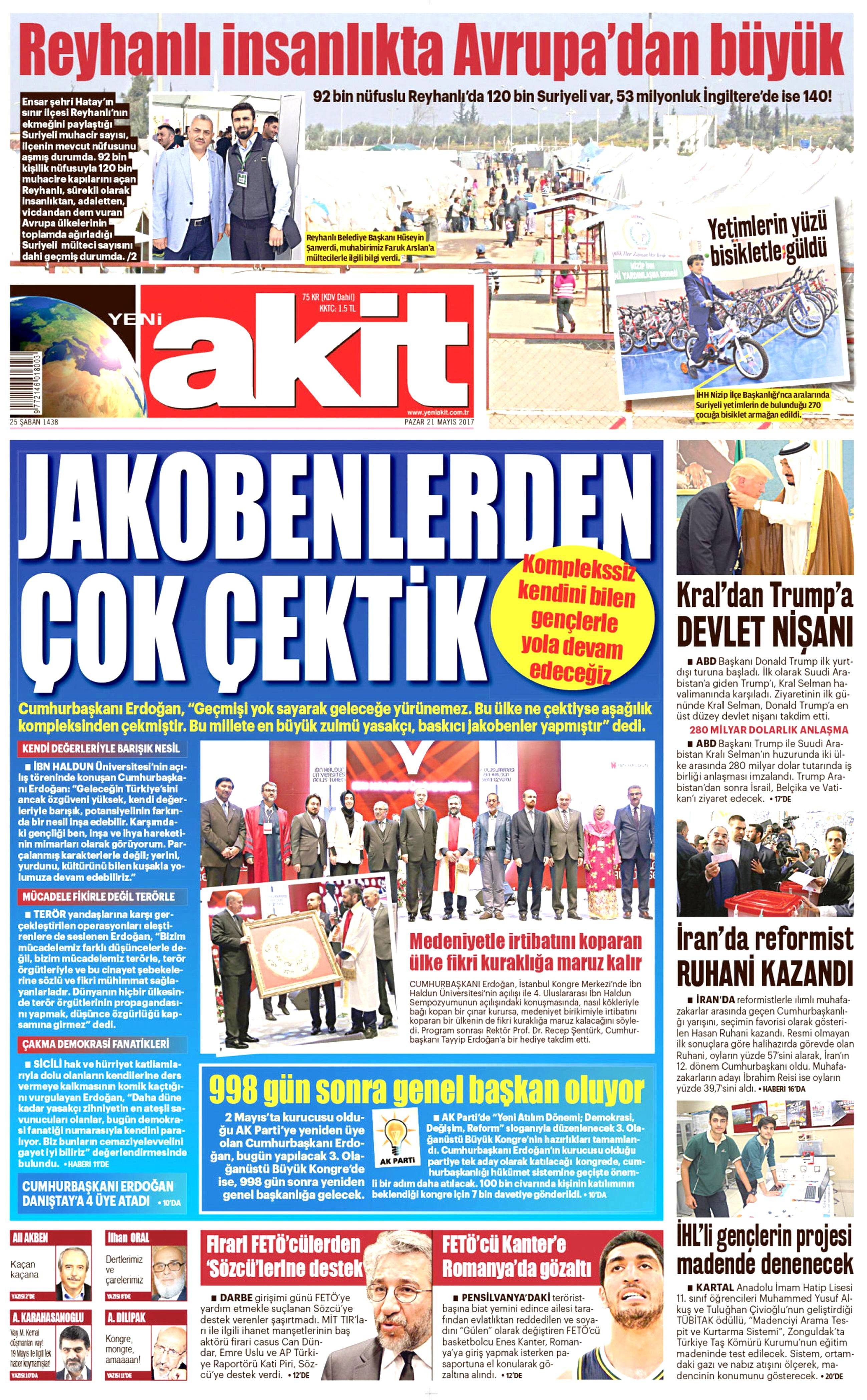 21 Mayıs 2017 Pazar gazete manşetleri - 3