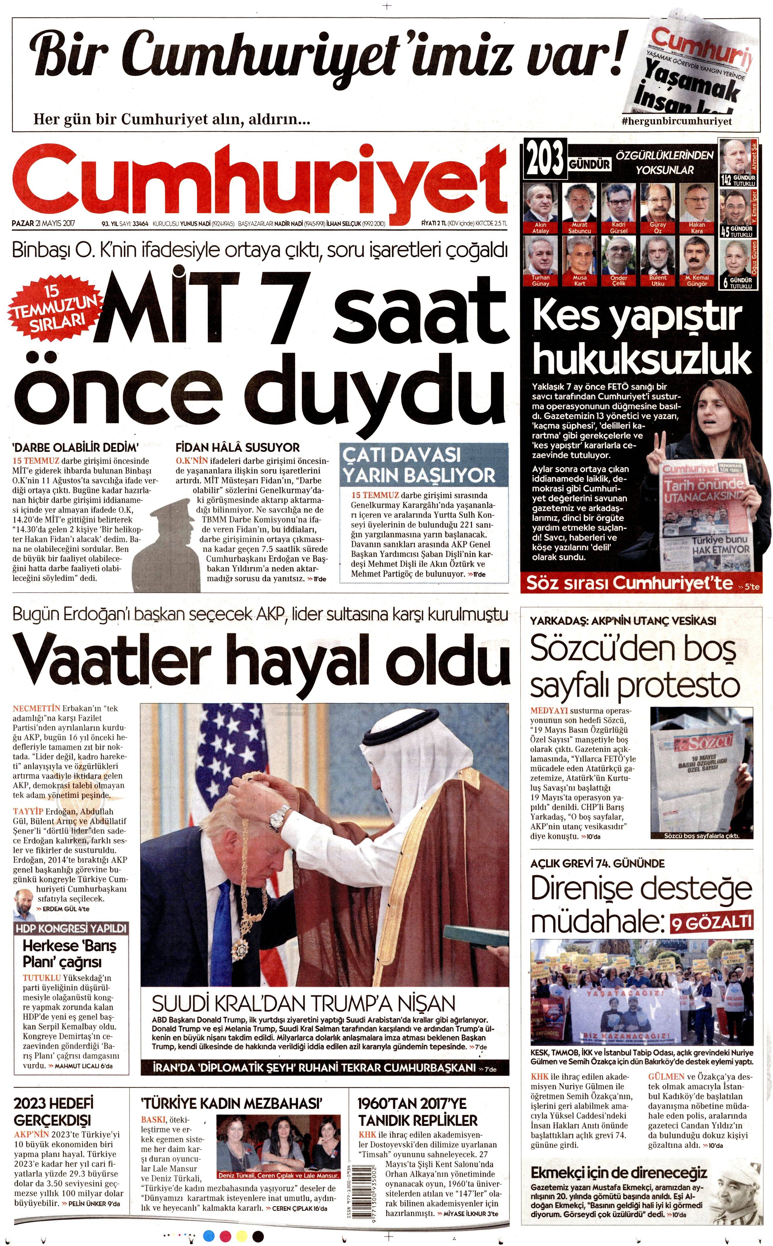 21 Mayıs 2017 Pazar gazete manşetleri - 6