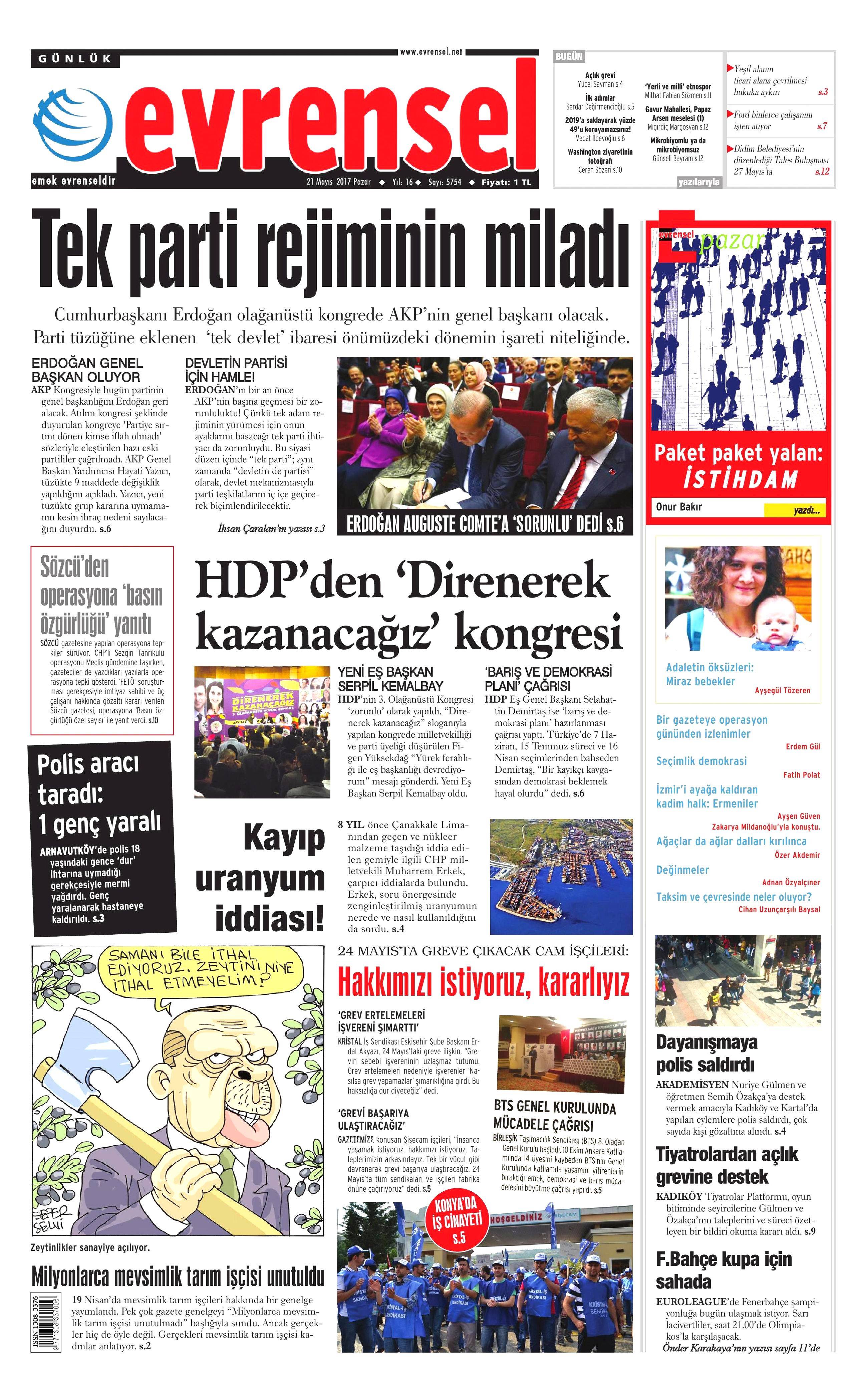 21 Mayıs 2017 Pazar gazete manşetleri - 8