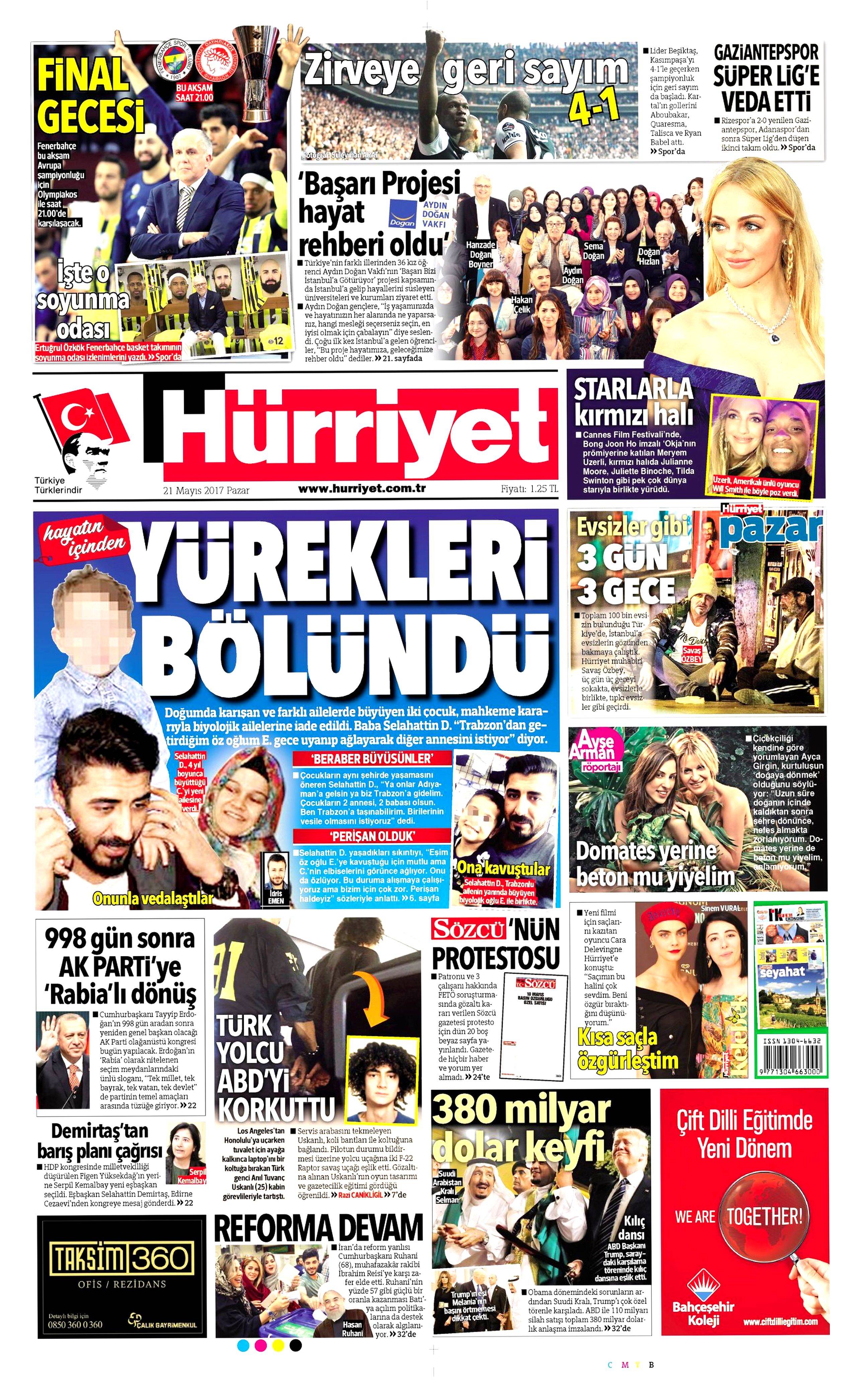 21 Mayıs 2017 Pazar gazete manşetleri - 11