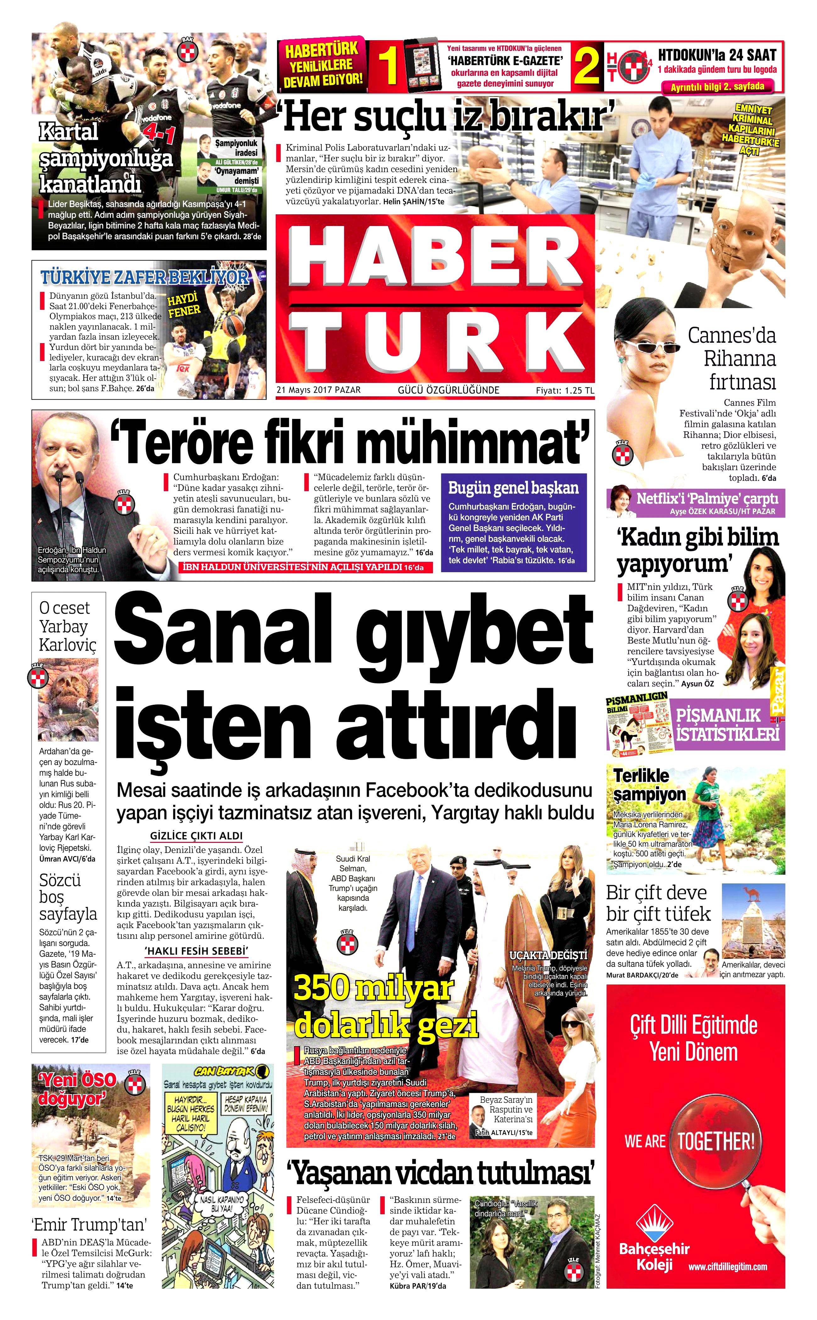 21 Mayıs 2017 Pazar gazete manşetleri - 10