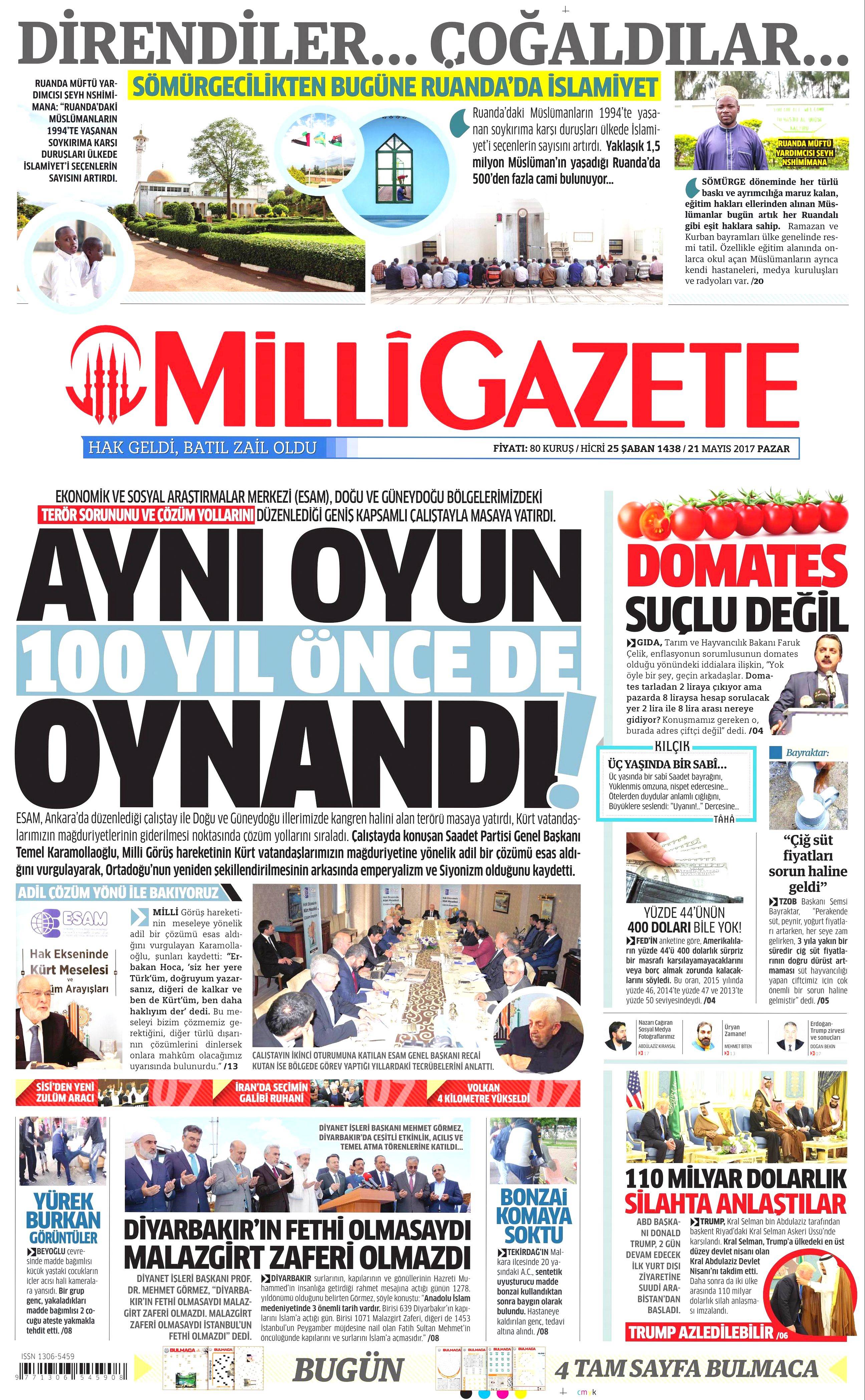 21 Mayıs 2017 Pazar gazete manşetleri - 15