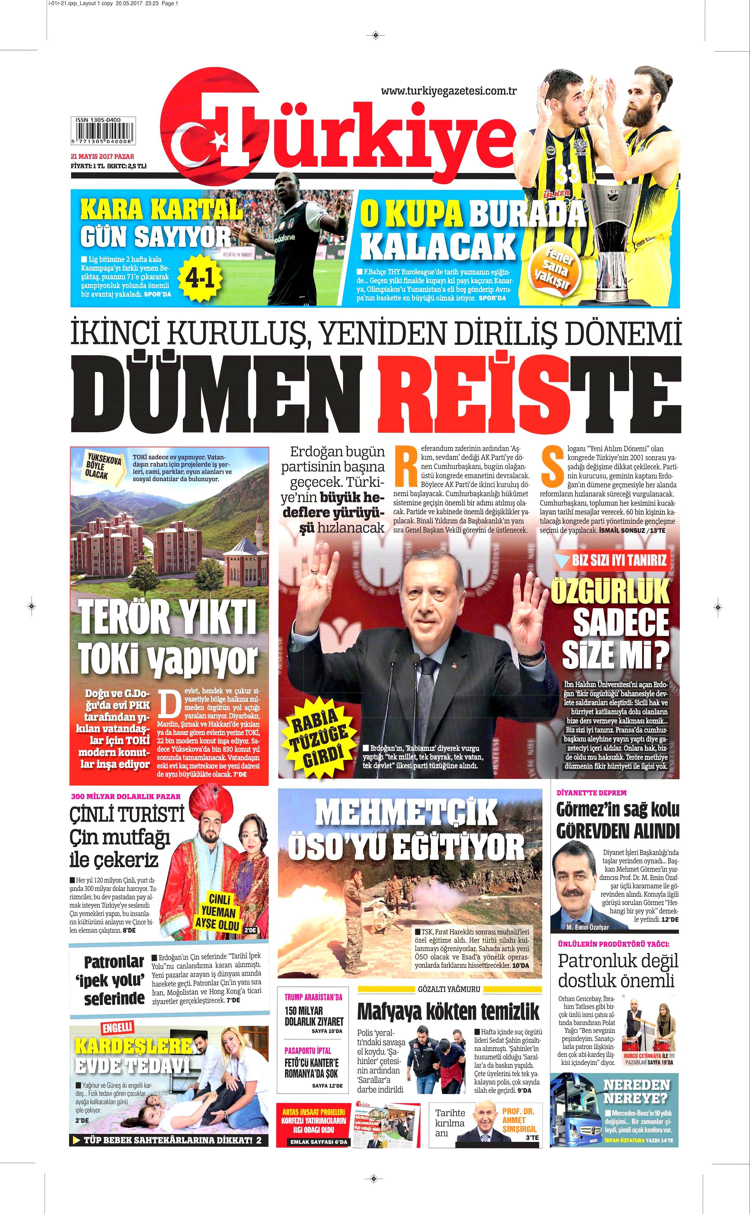 21 Mayıs 2017 Pazar gazete manşetleri - 23