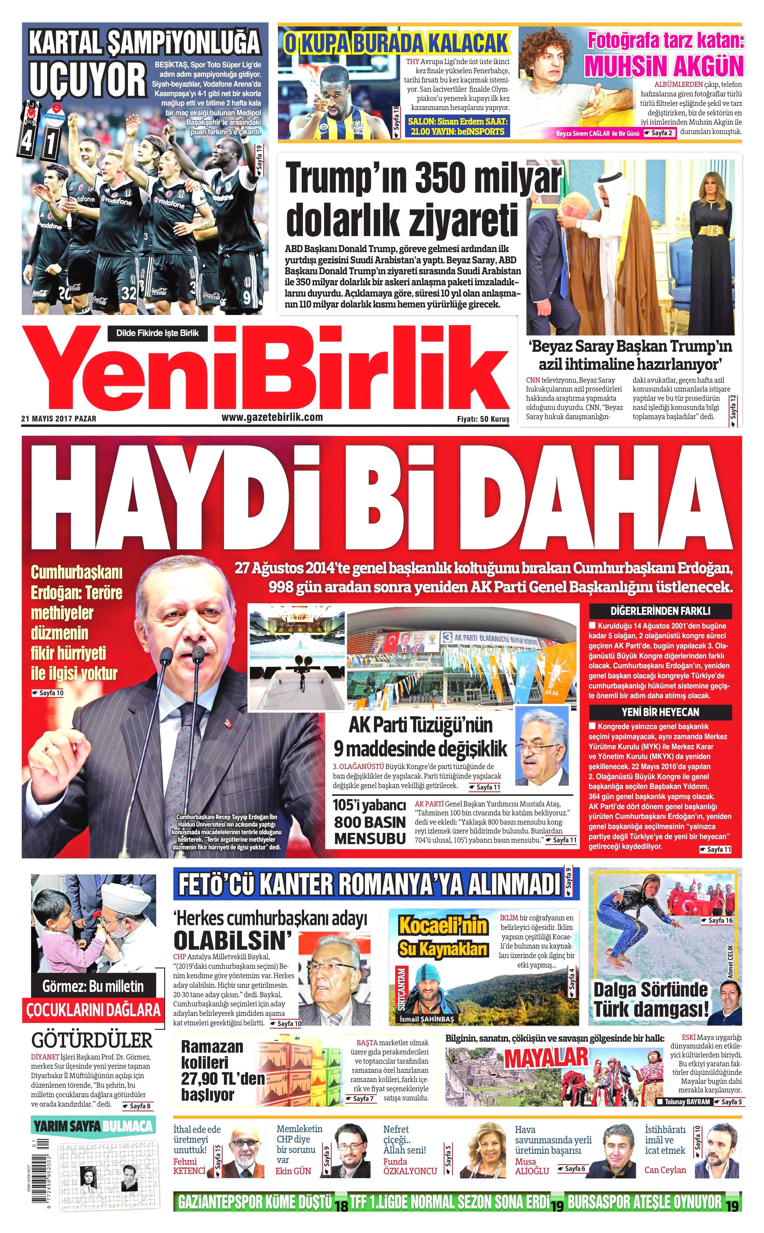 21 Mayıs 2017 Pazar gazete manşetleri - 26