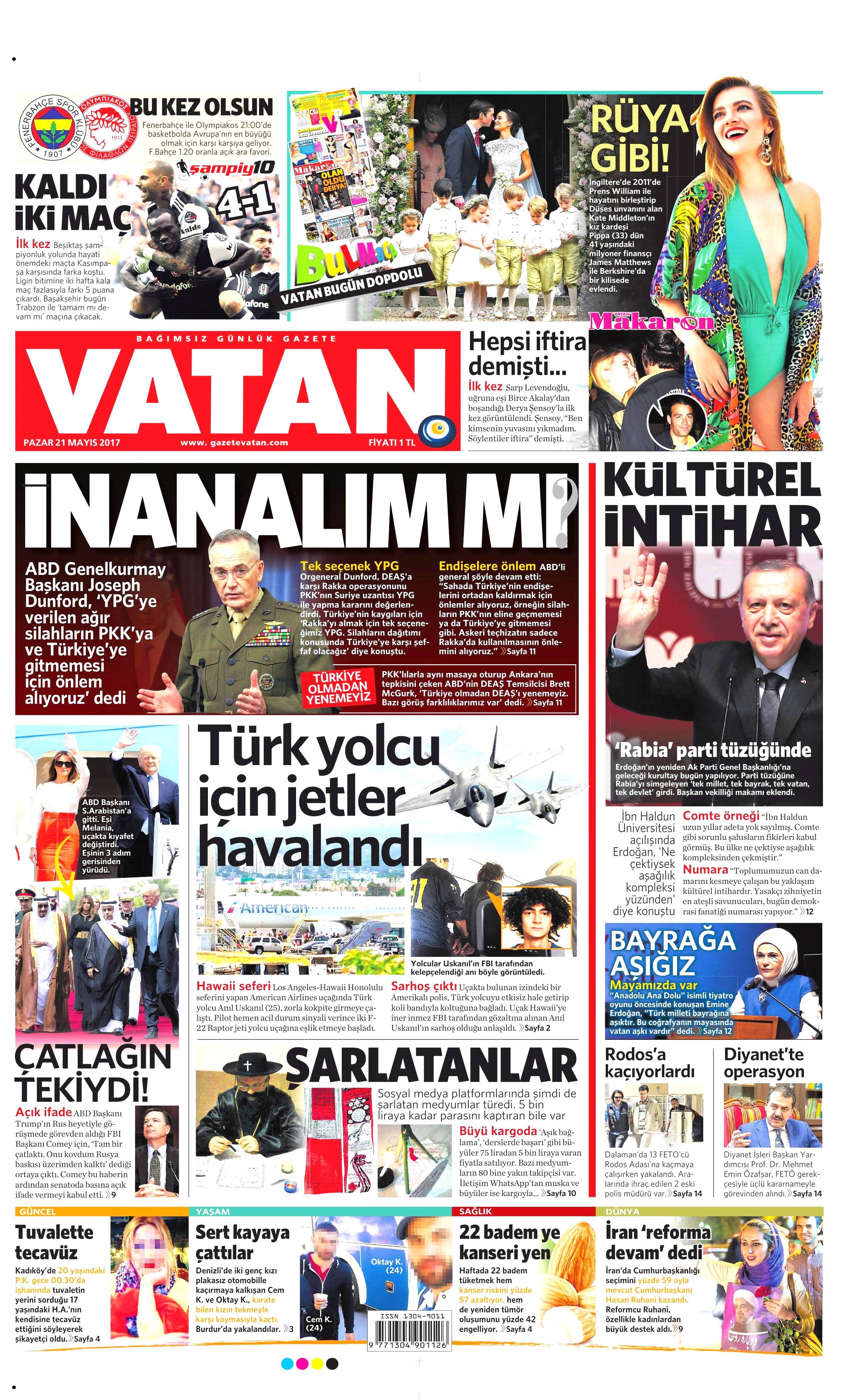 21 Mayıs 2017 Pazar gazete manşetleri - 24