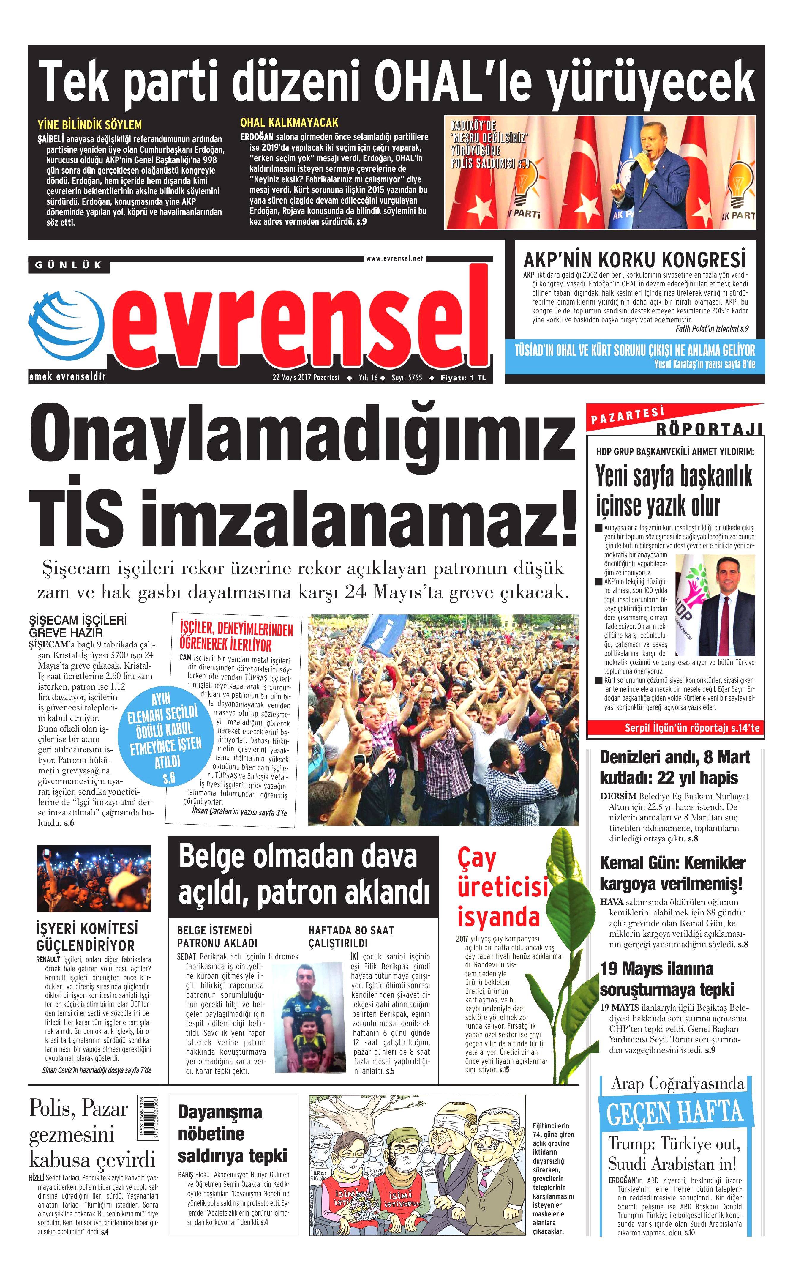 22 Mayıs 2017 Pazartesi gazete manşetleri - 7