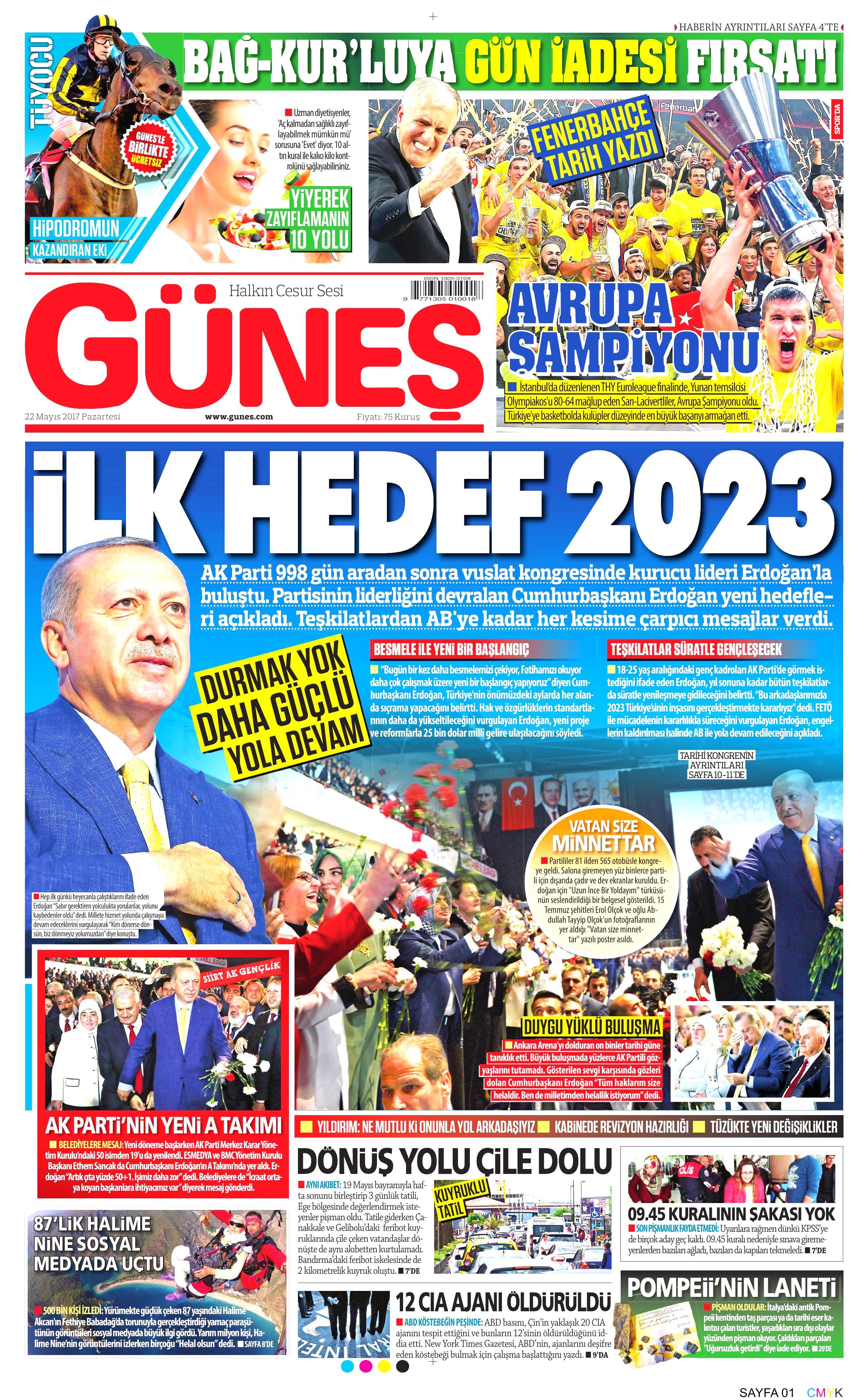 22 Mayıs 2017 Pazartesi gazete manşetleri - 8