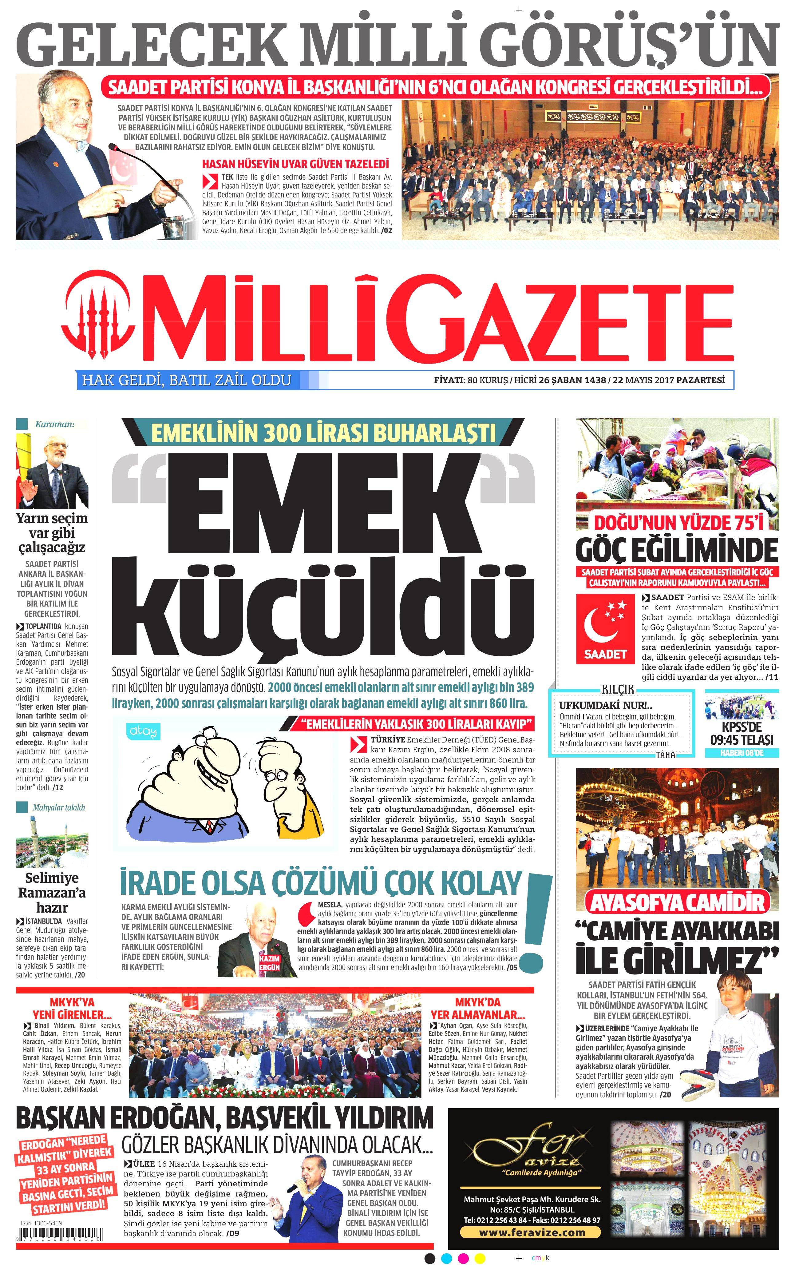 22 Mayıs 2017 Pazartesi gazete manşetleri - 14