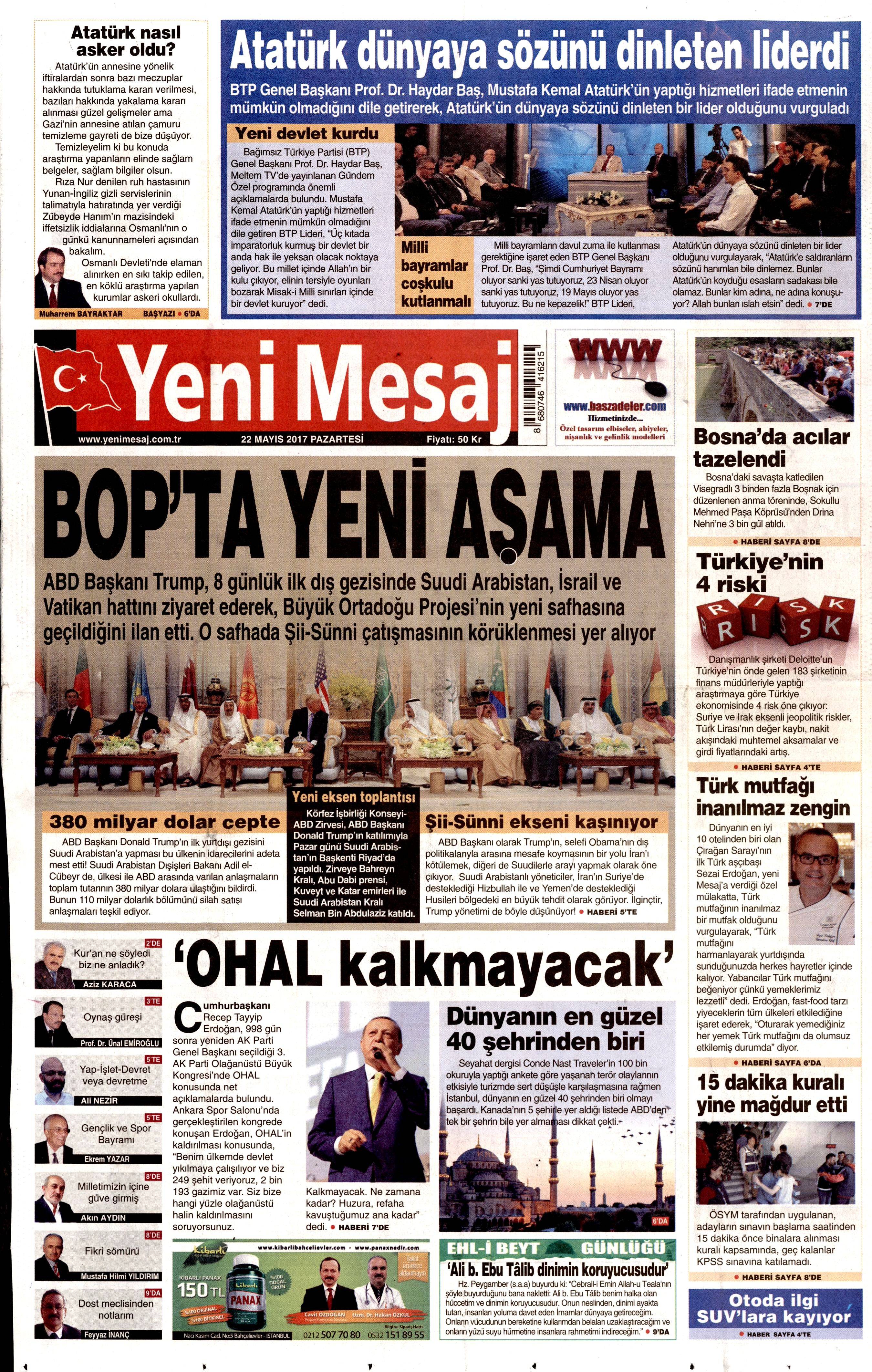 22 Mayıs 2017 Pazartesi gazete manşetleri - 27