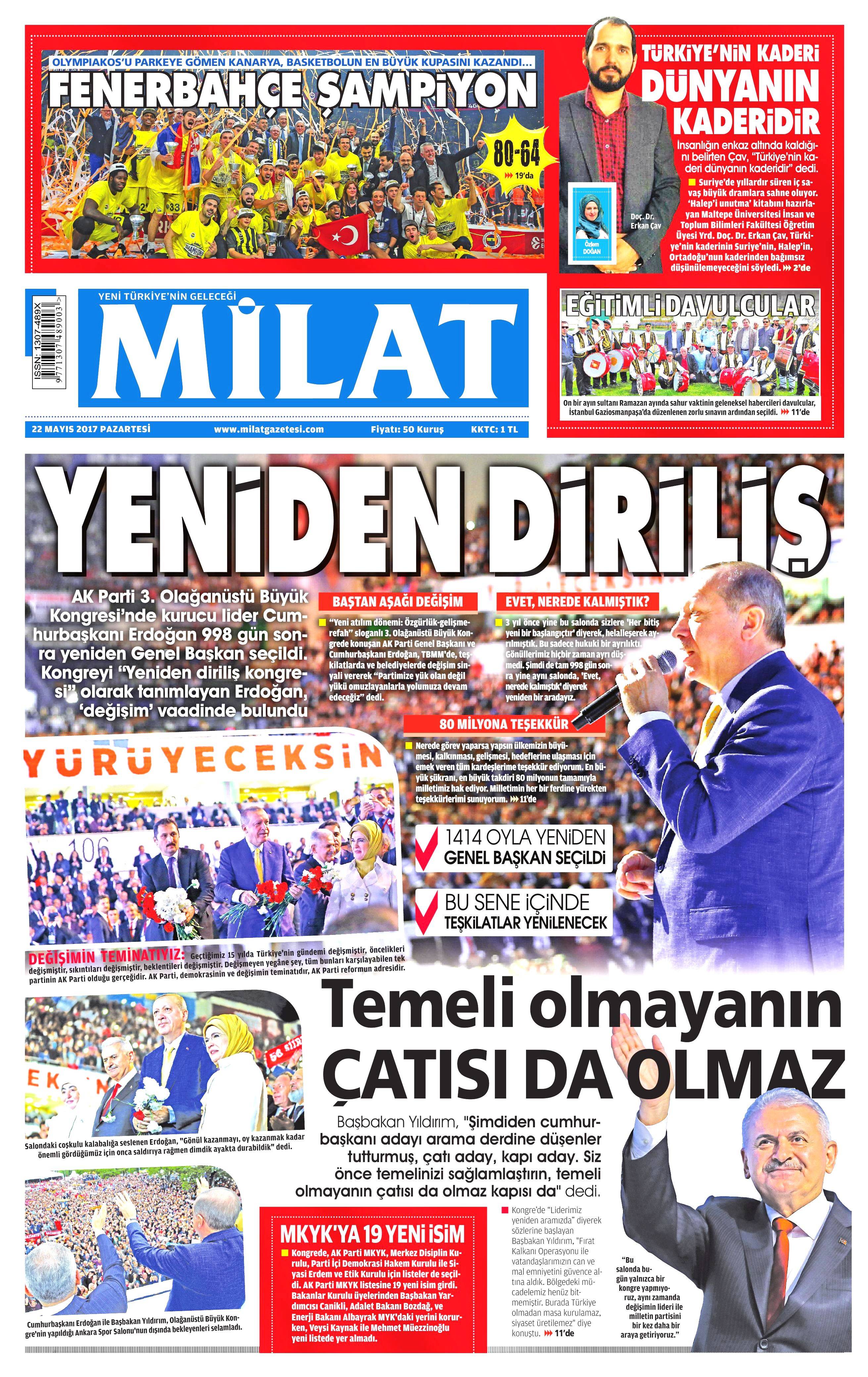 22 Mayıs 2017 Pazartesi gazete manşetleri - 13