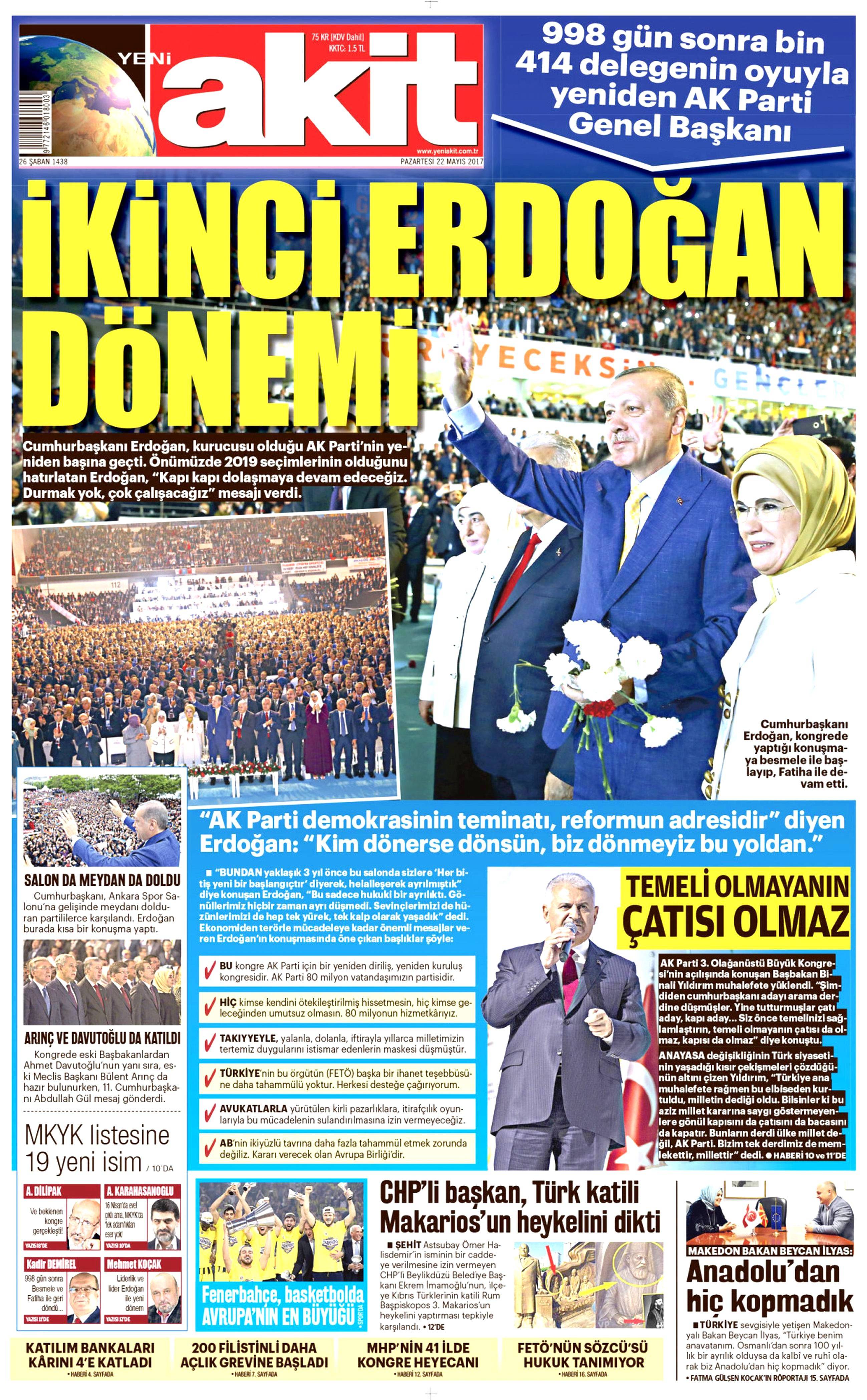 22 Mayıs 2017 Pazartesi gazete manşetleri - 2