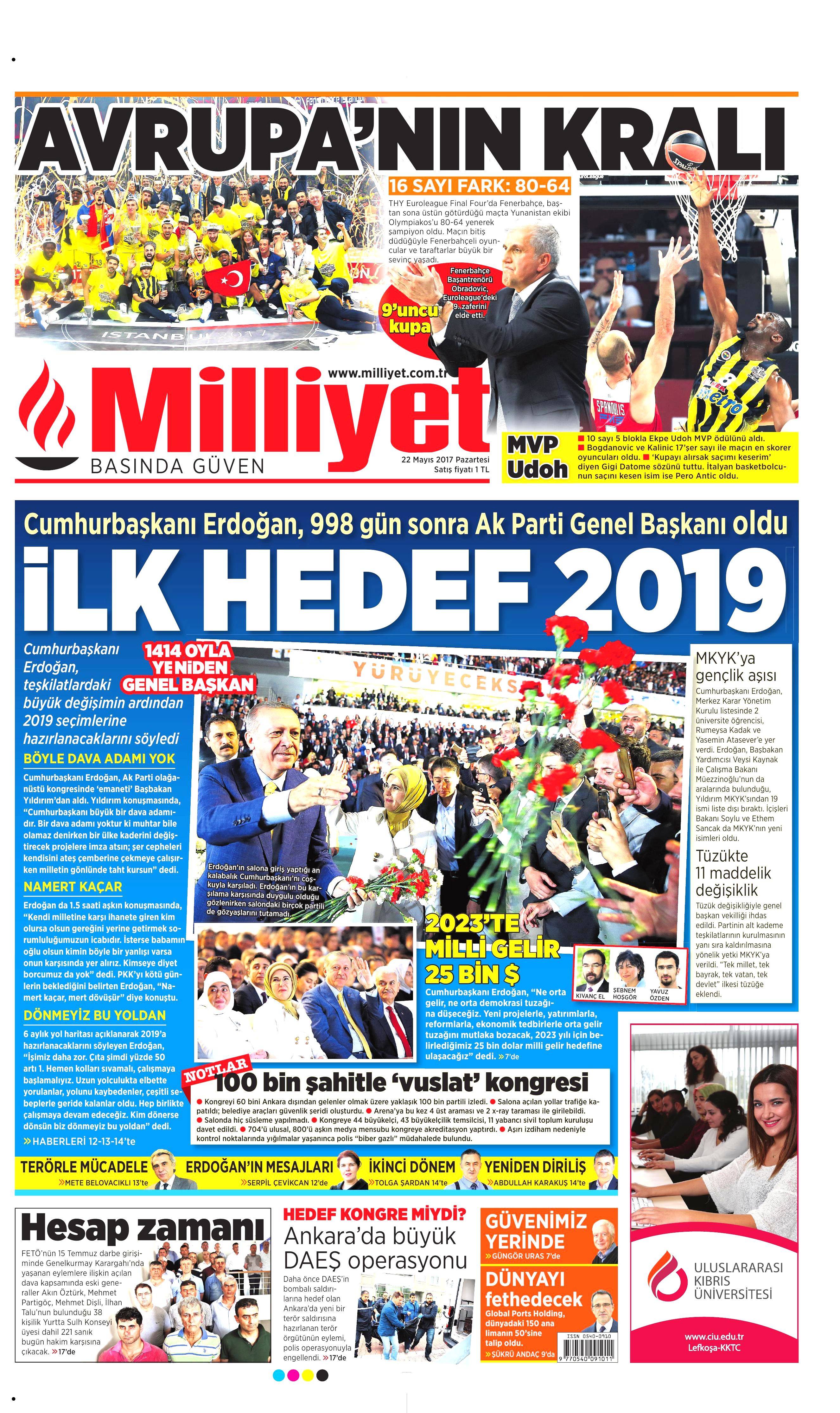 22 Mayıs 2017 Pazartesi gazete manşetleri - 15