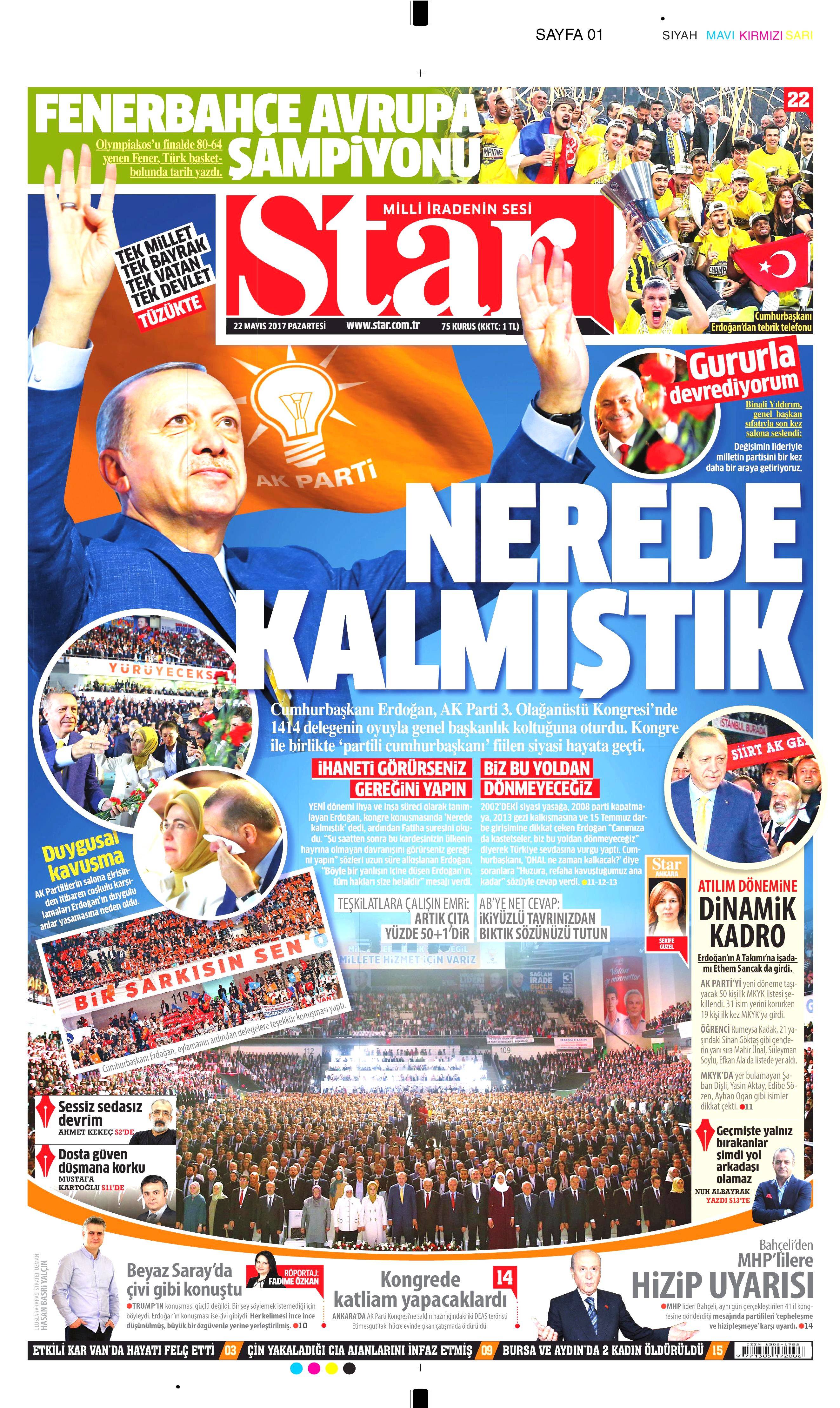 22 Mayıs 2017 Pazartesi gazete manşetleri - 19
