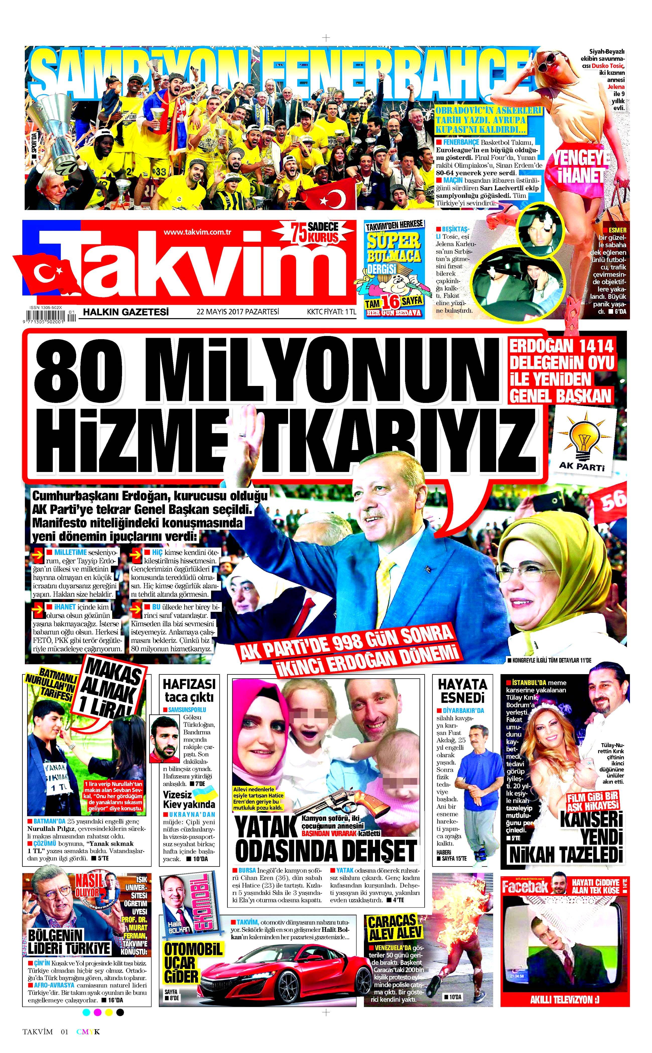 22 Mayıs 2017 Pazartesi gazete manşetleri - 21