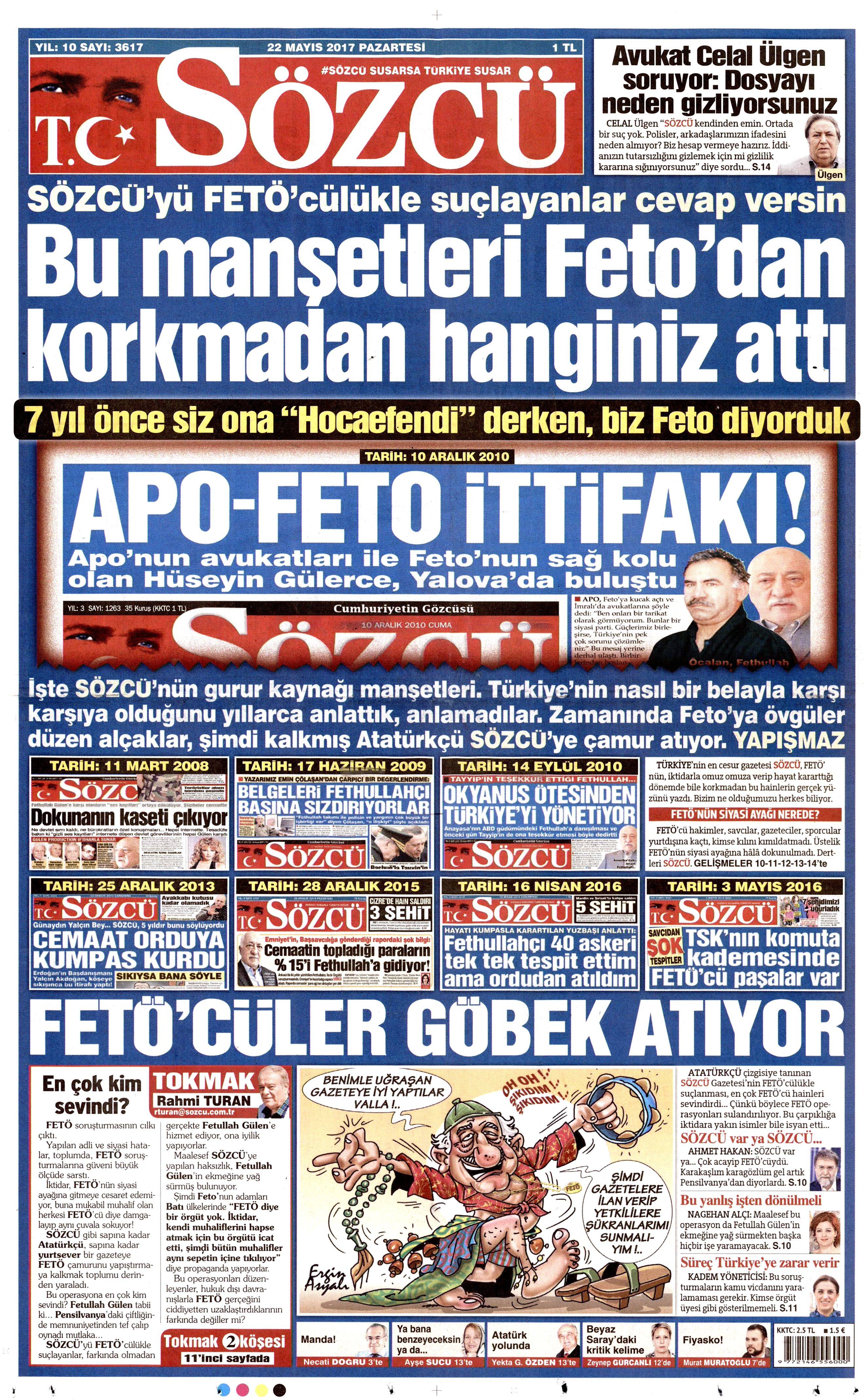 22 Mayıs 2017 Pazartesi gazete manşetleri - 20