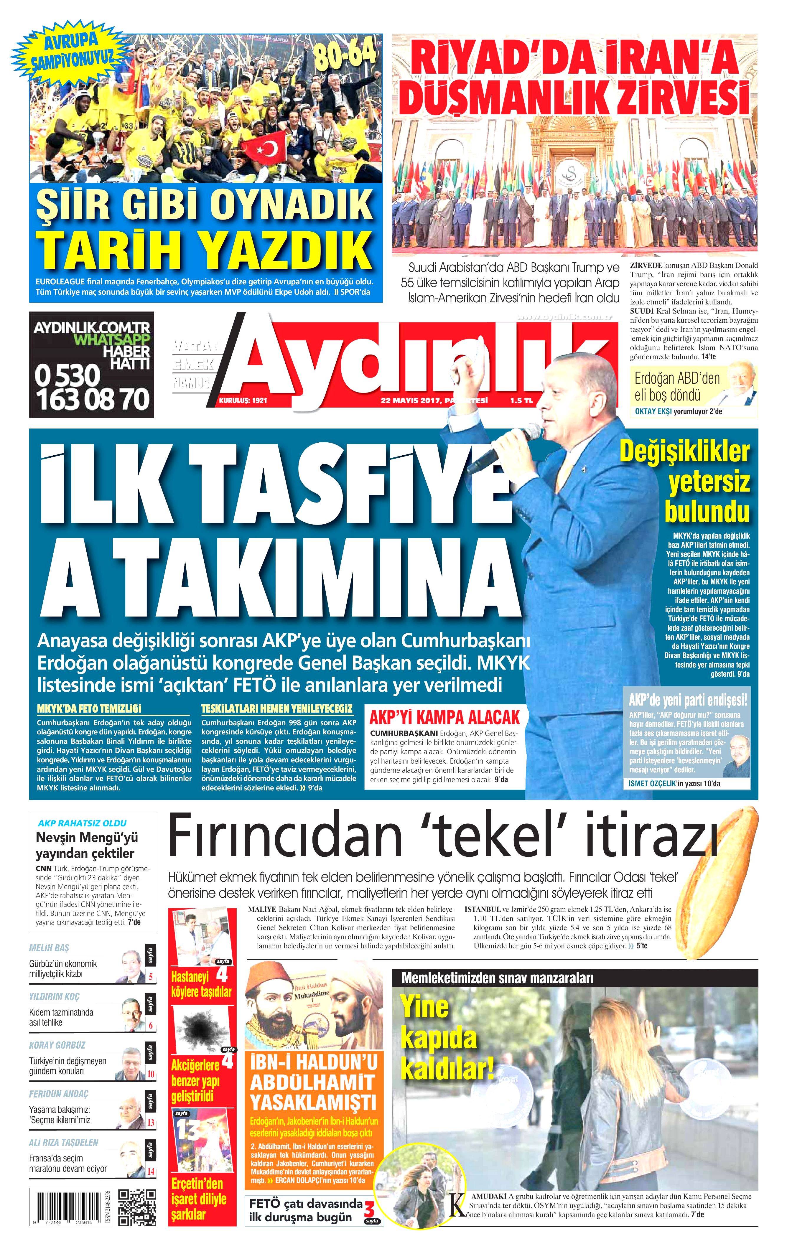 22 Mayıs 2017 Pazartesi gazete manşetleri - 3