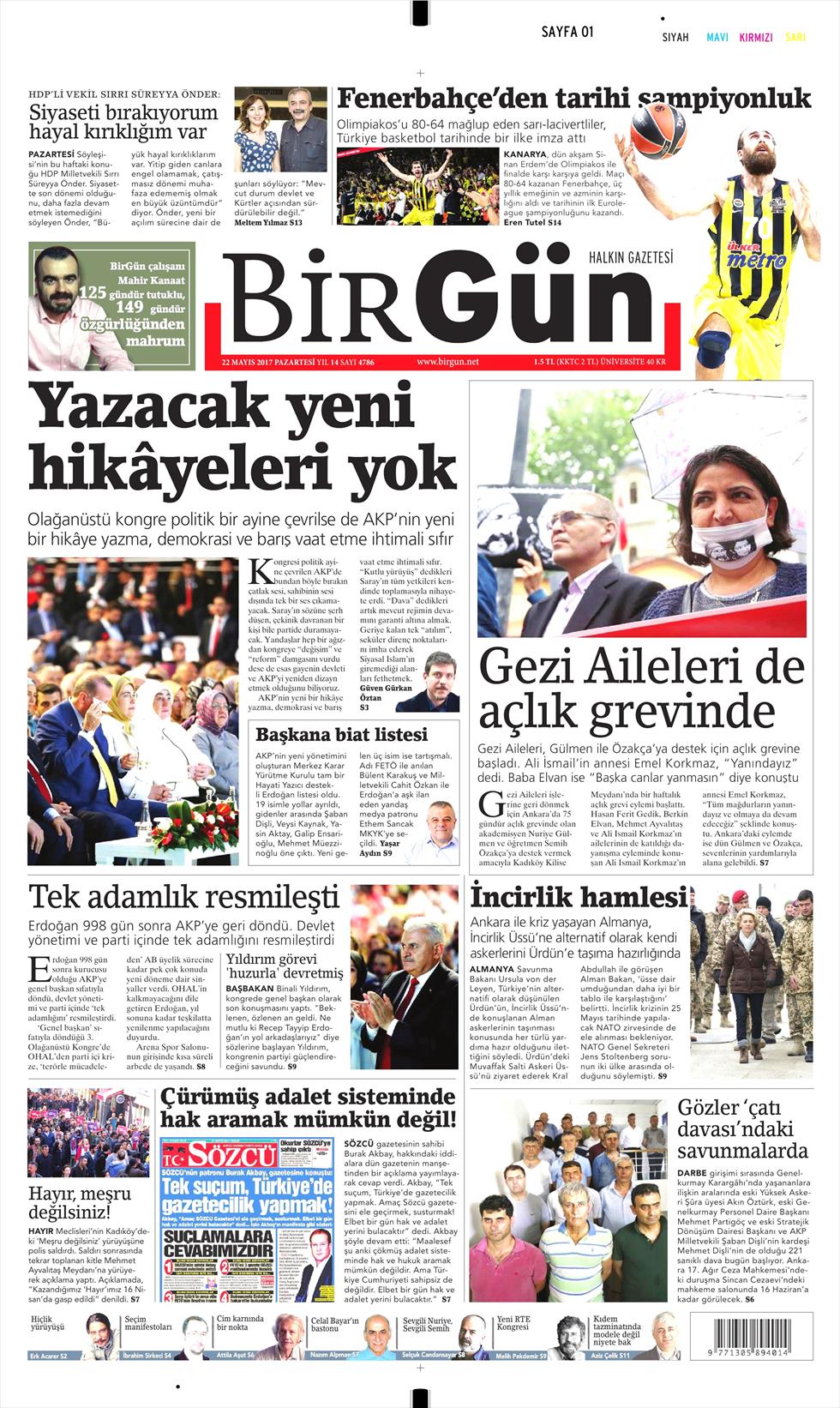 22 Mayıs 2017 Pazartesi gazete manşetleri - 4