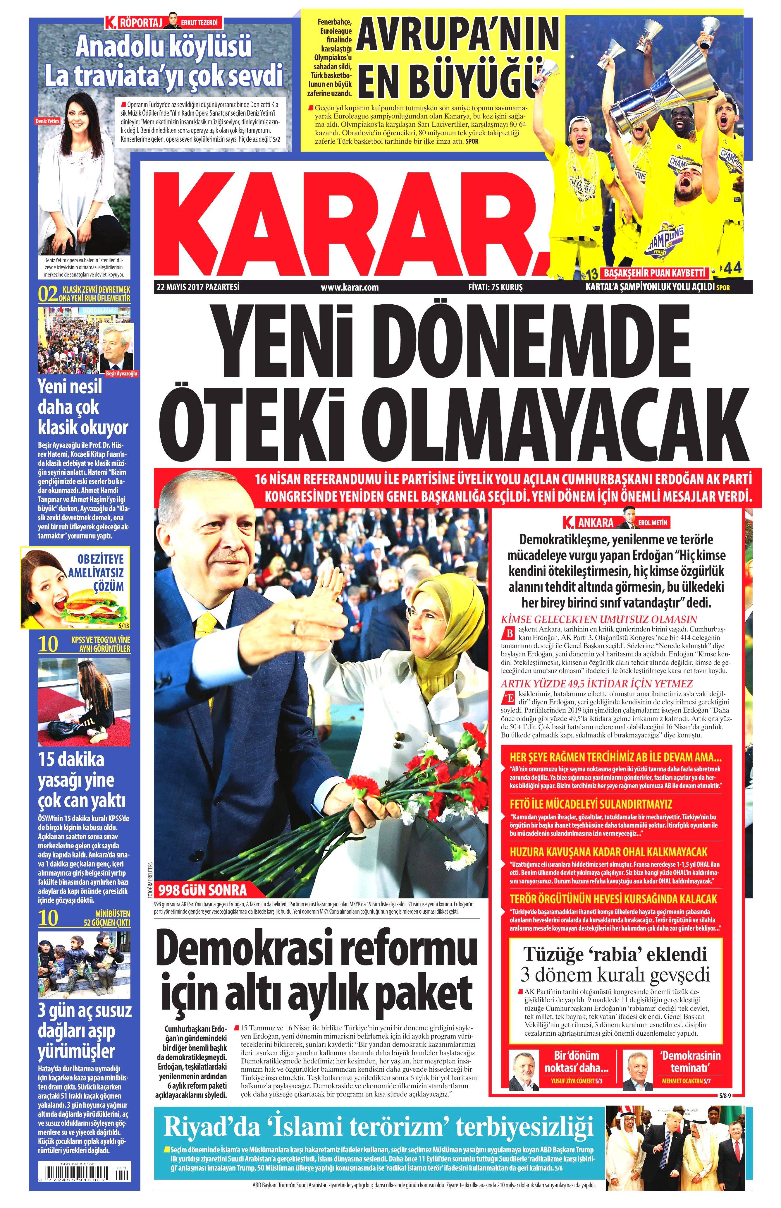 22 Mayıs 2017 Pazartesi gazete manşetleri - 12