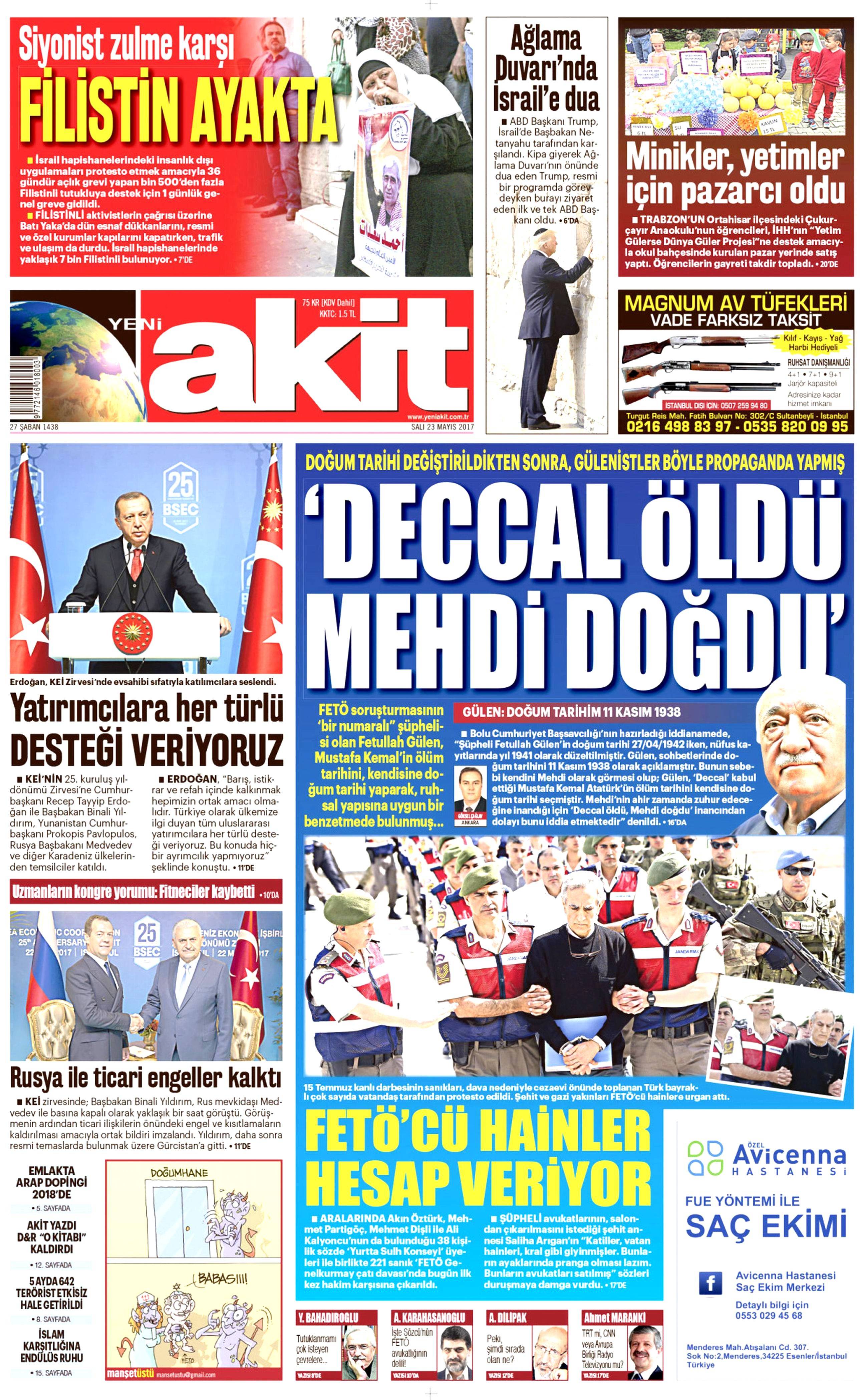23 Mayıs 2017 Salı gazete manşetleri - 2