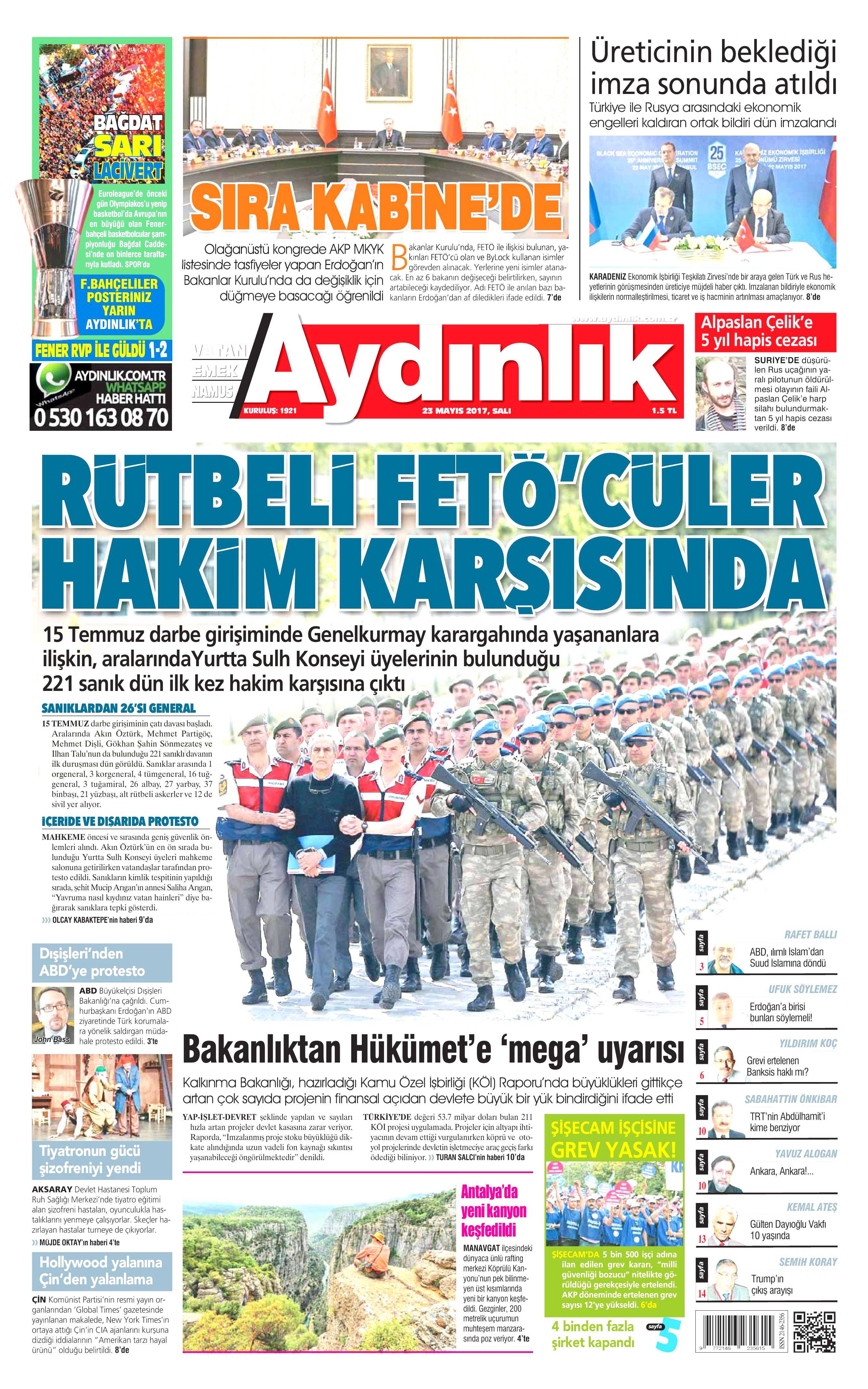 23 Mayıs 2017 Salı gazete manşetleri - 3