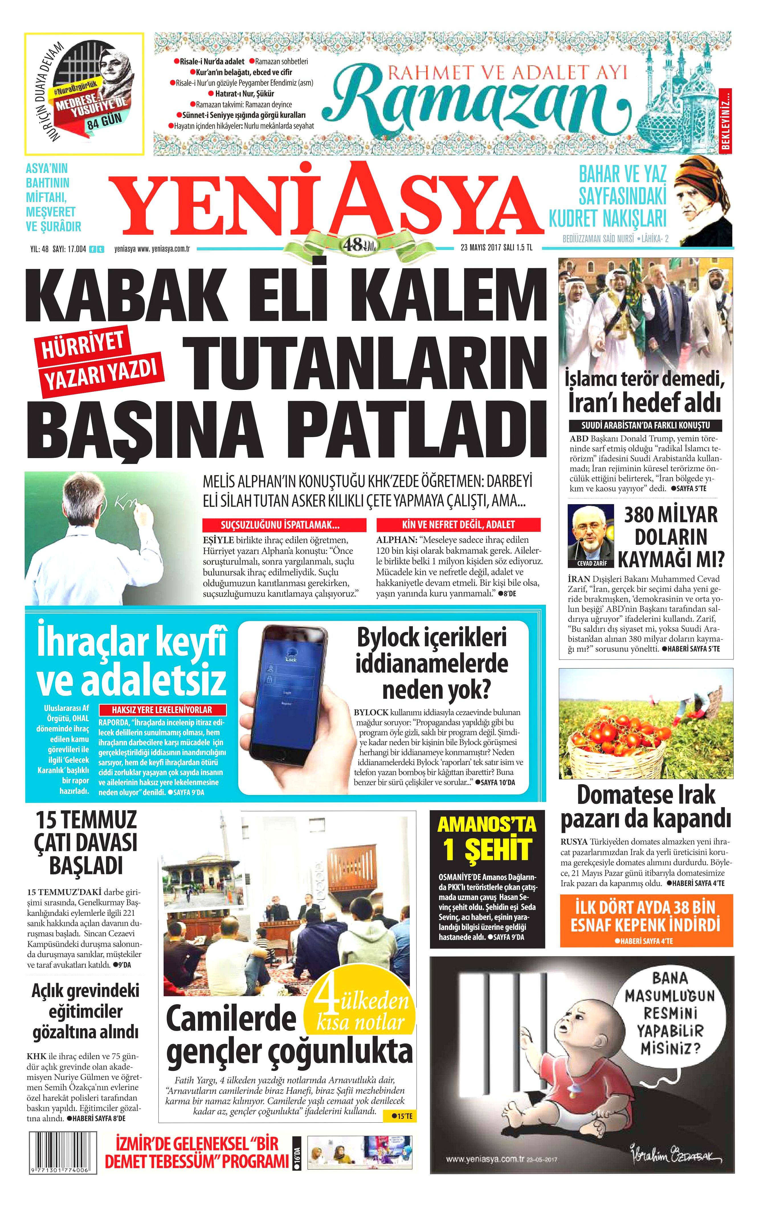 23 Mayıs 2017 Salı gazete manşetleri - 24