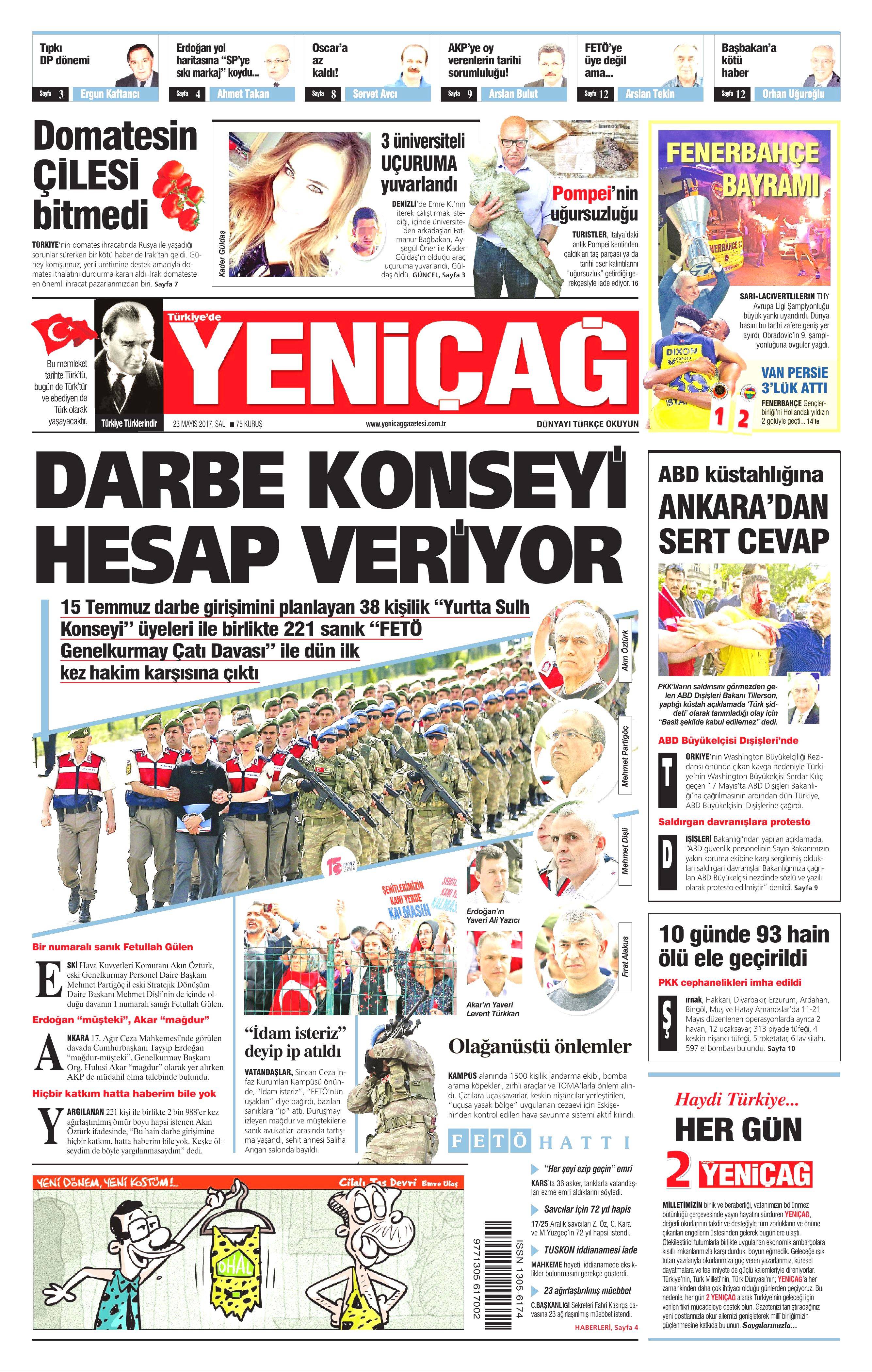 23 Mayıs 2017 Salı gazete manşetleri - 26