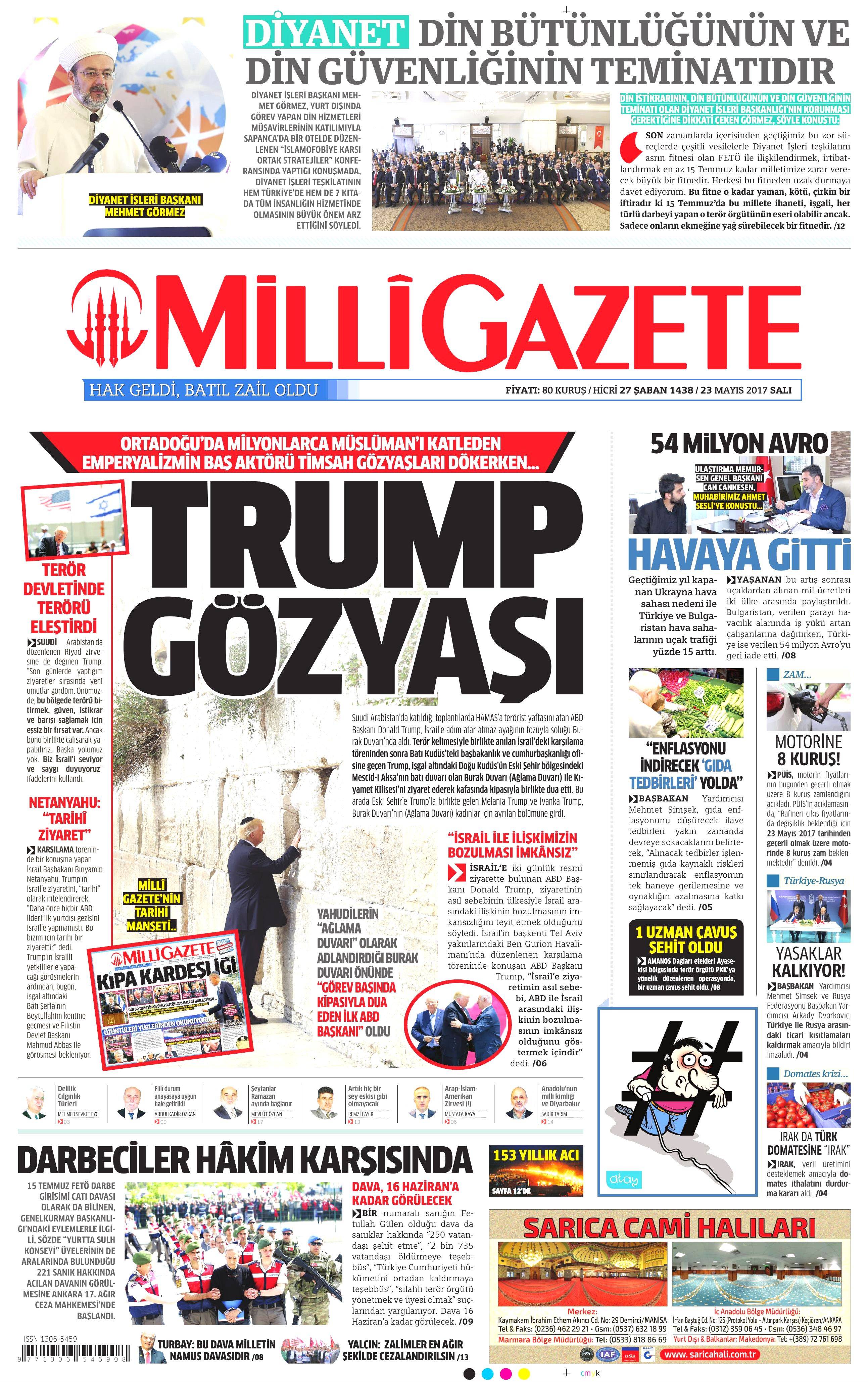 23 Mayıs 2017 Salı gazete manşetleri - 14