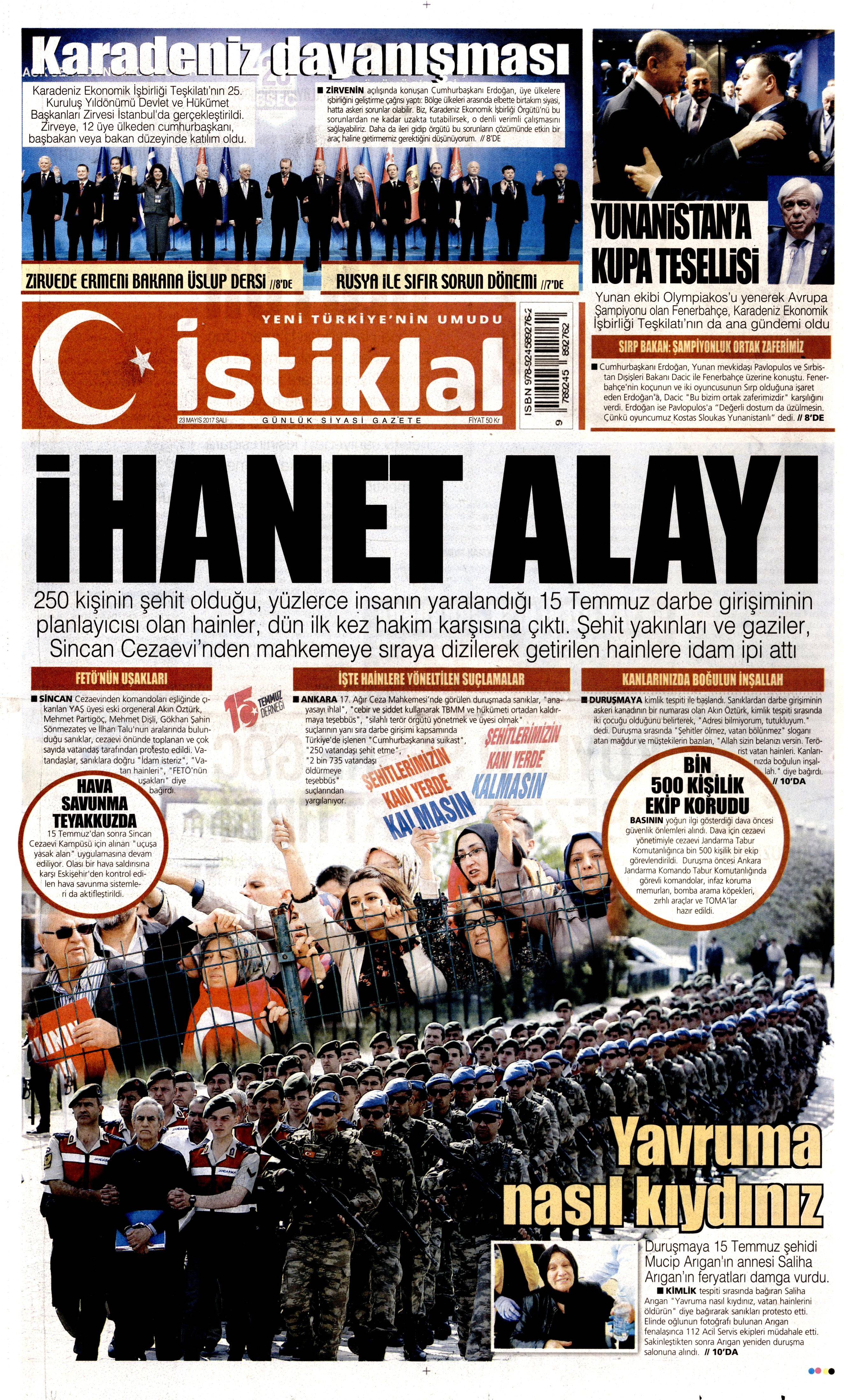 23 Mayıs 2017 Salı gazete manşetleri - 11