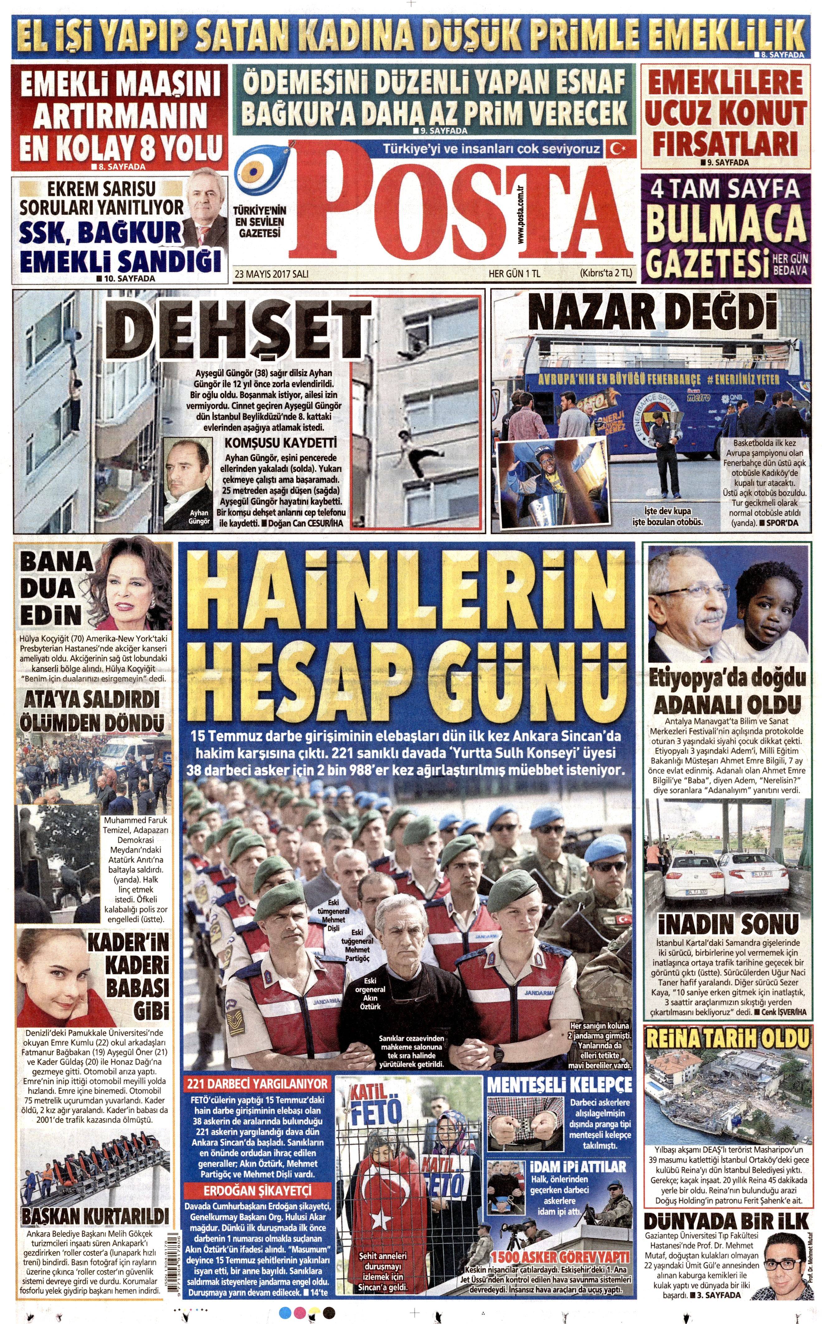 23 Mayıs 2017 Salı gazete manşetleri - 17