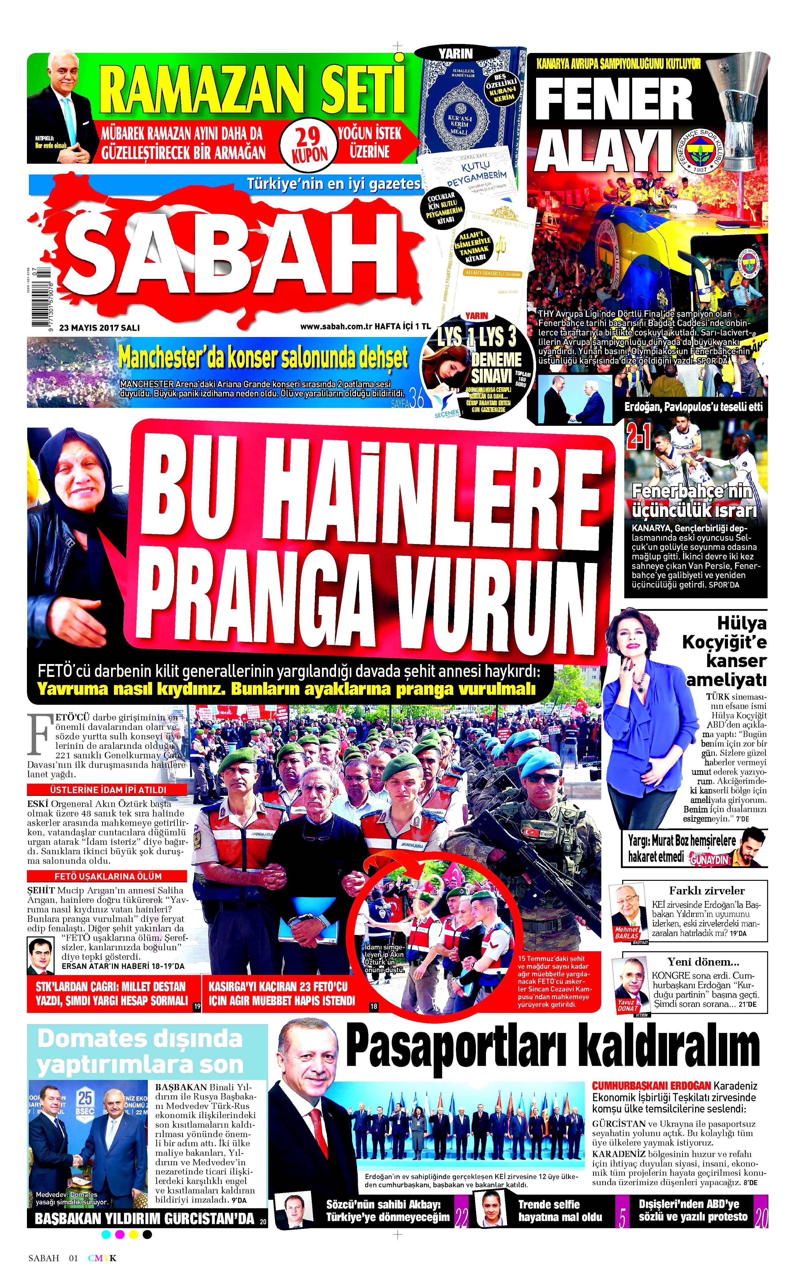 23 Mayıs 2017 Salı gazete manşetleri - 18